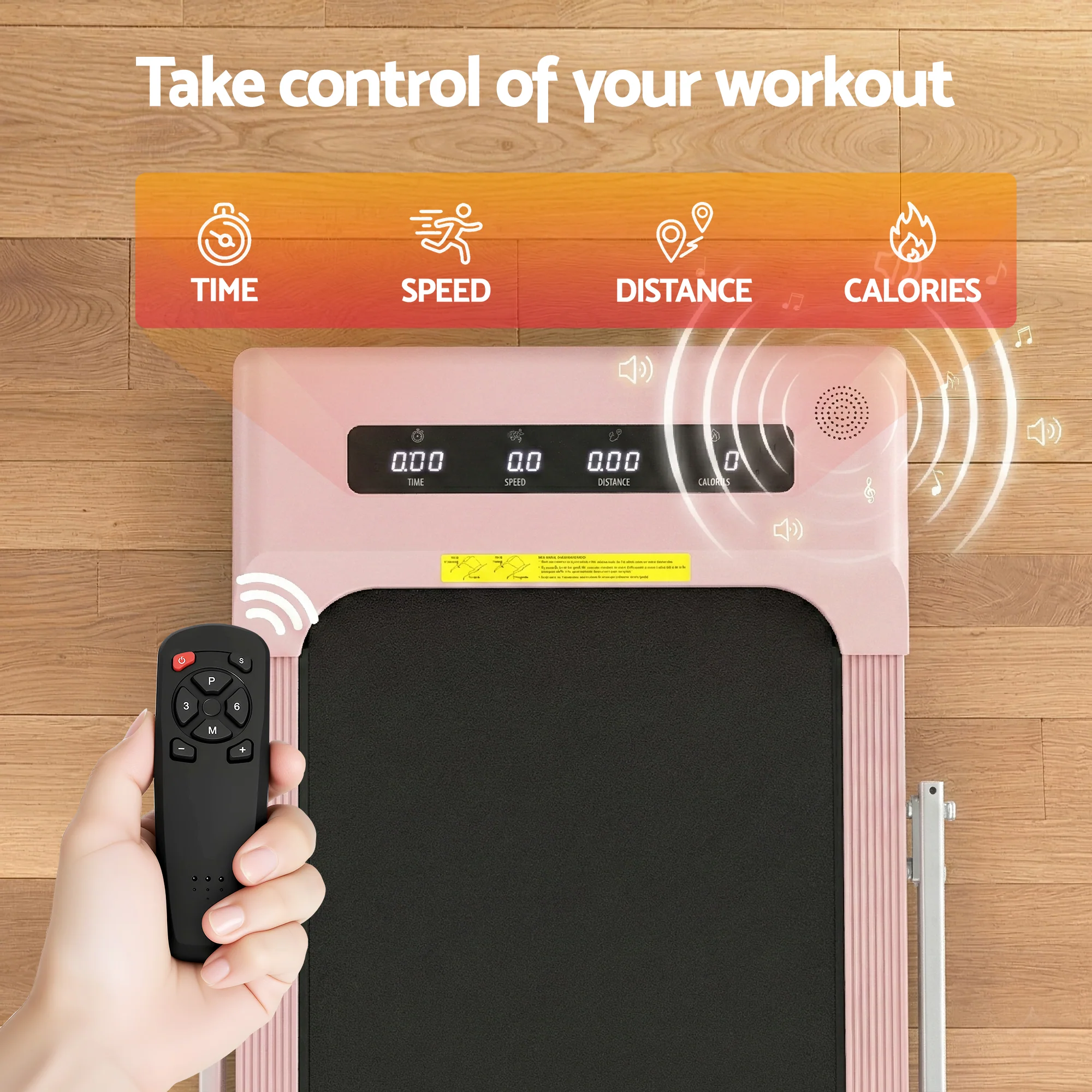 Everfit Treadmill Electric Walking Pad Under Desk Home Gym Fitness 380mm (Pink) - Image 7