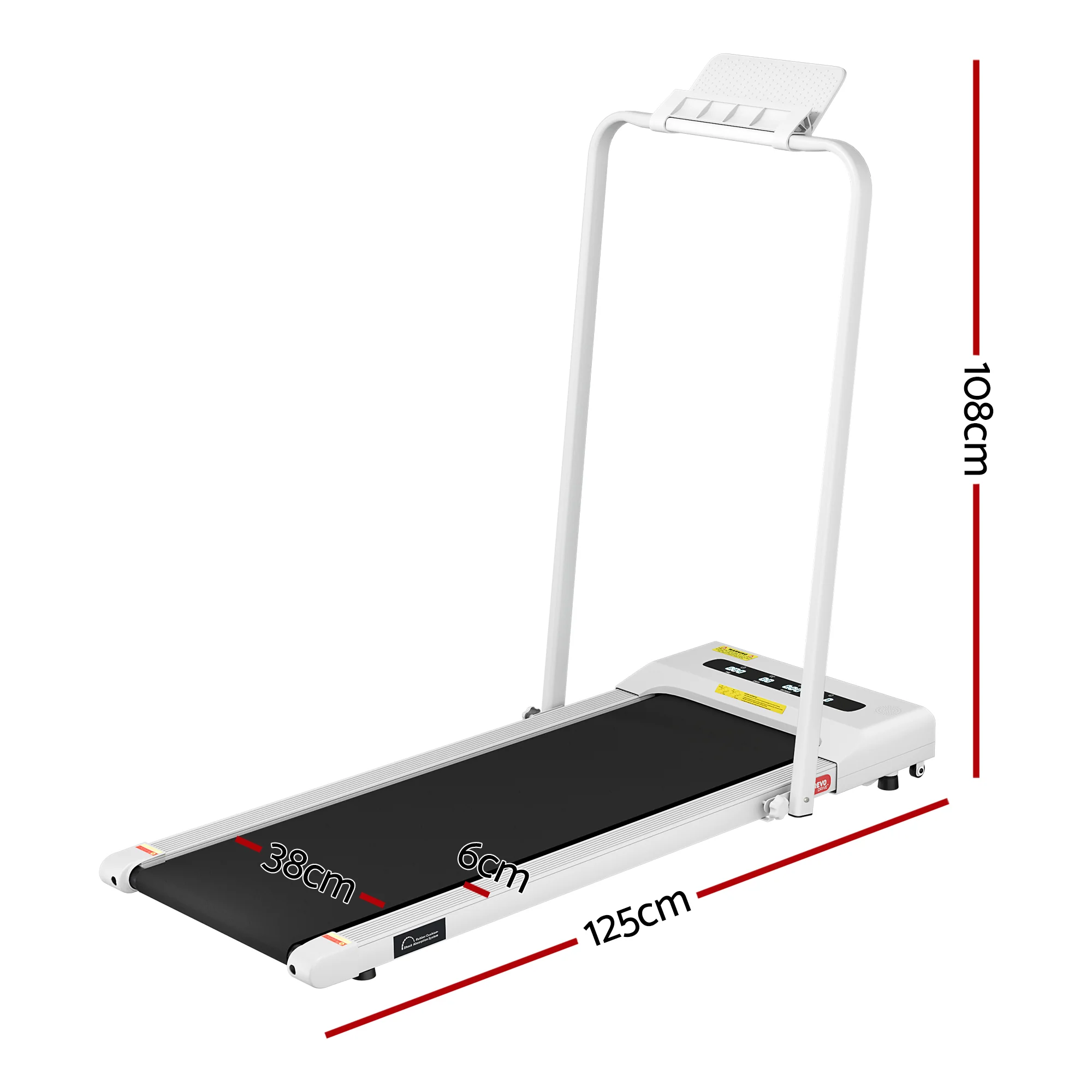 Everfit Treadmill Electric Walking Pad Under Desk Home Gym Fitness 380mm (White) - Image 3