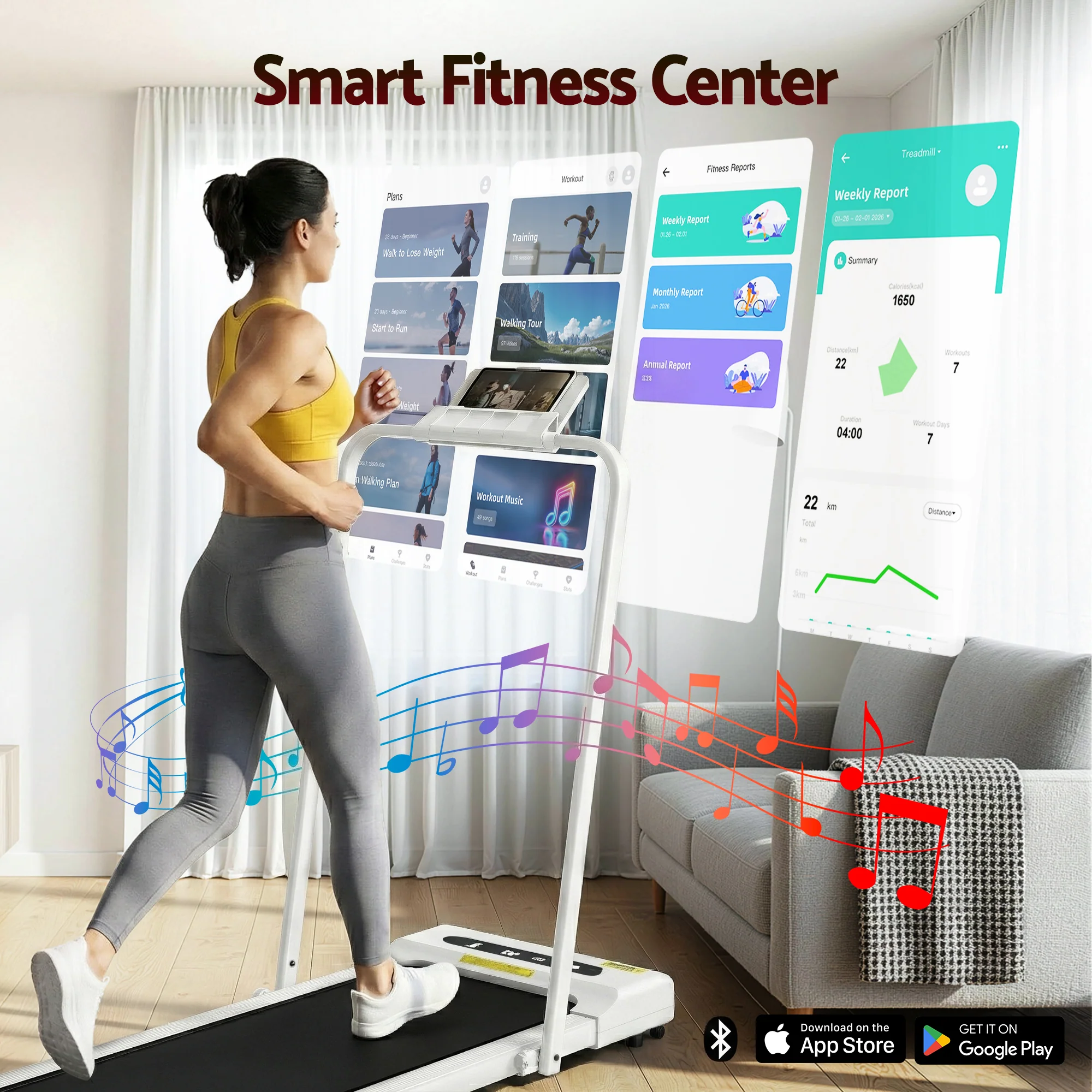 Everfit Treadmill Electric Walking Pad Under Desk Home Gym Fitness 380mm (White) - Image 6