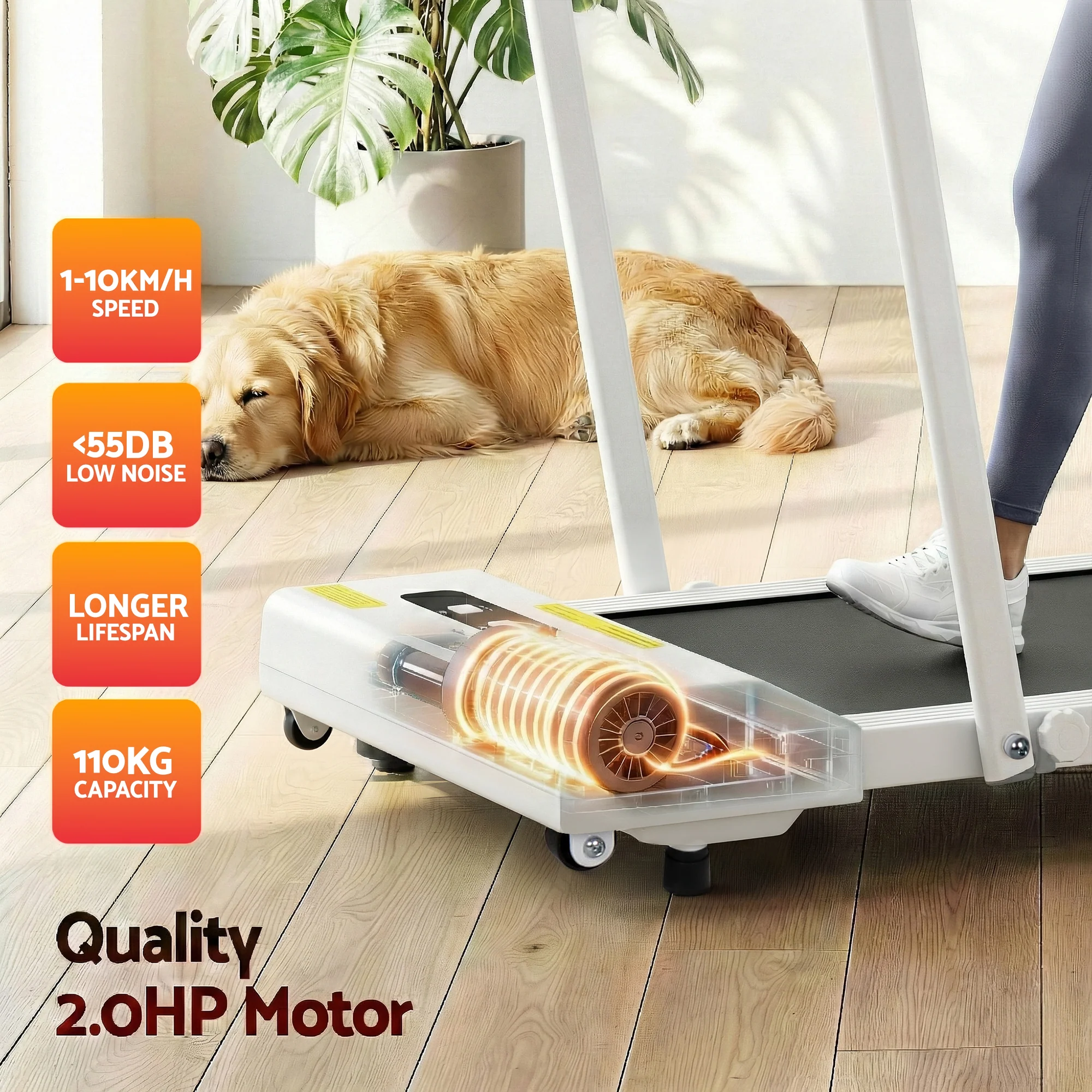 Everfit Treadmill Electric Walking Pad Under Desk Home Gym Fitness 380mm (White) - Image 9