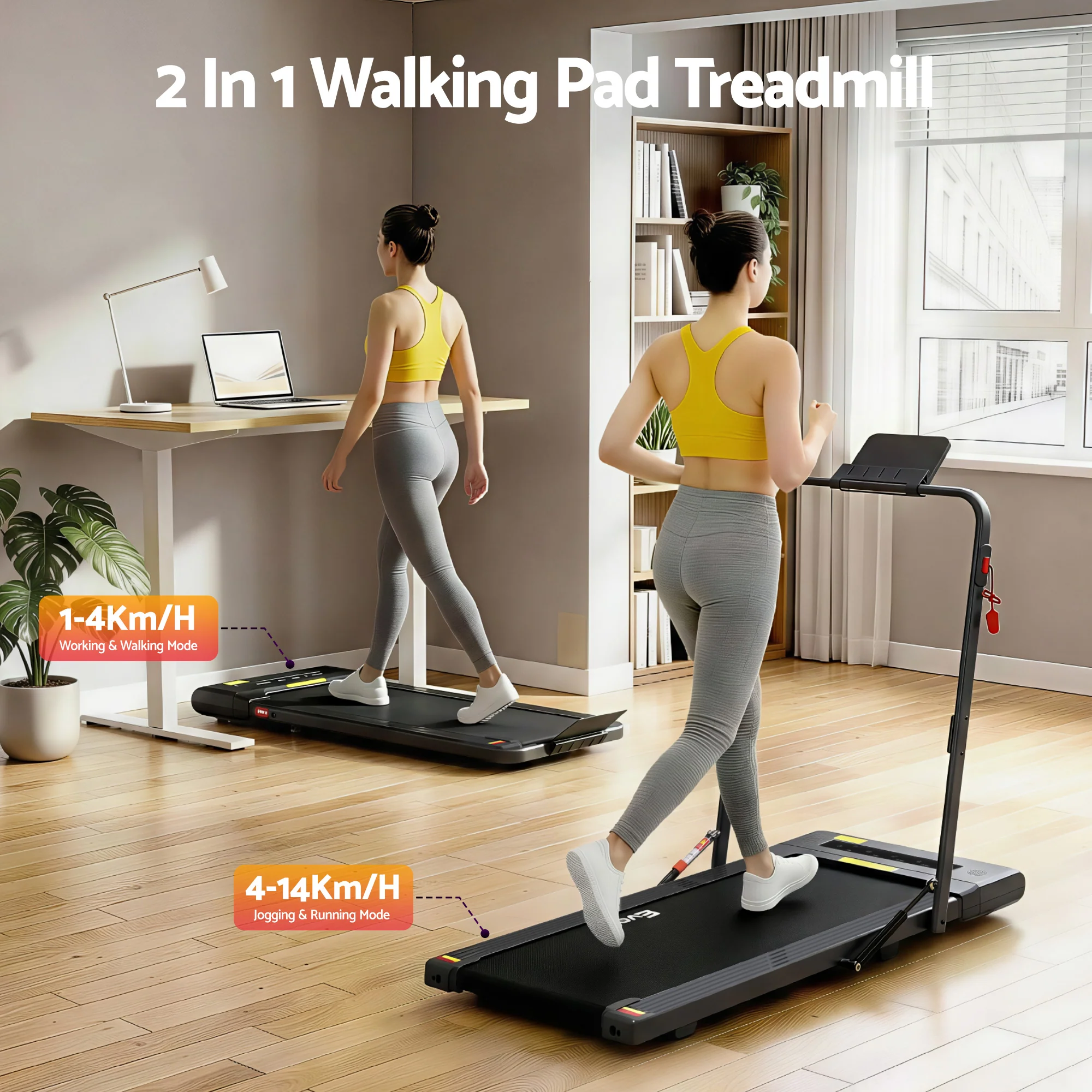 Everfit Treadmill Electric Walking Pad Under Desk Home Gym Fitness 400mm (Black) - Image 4