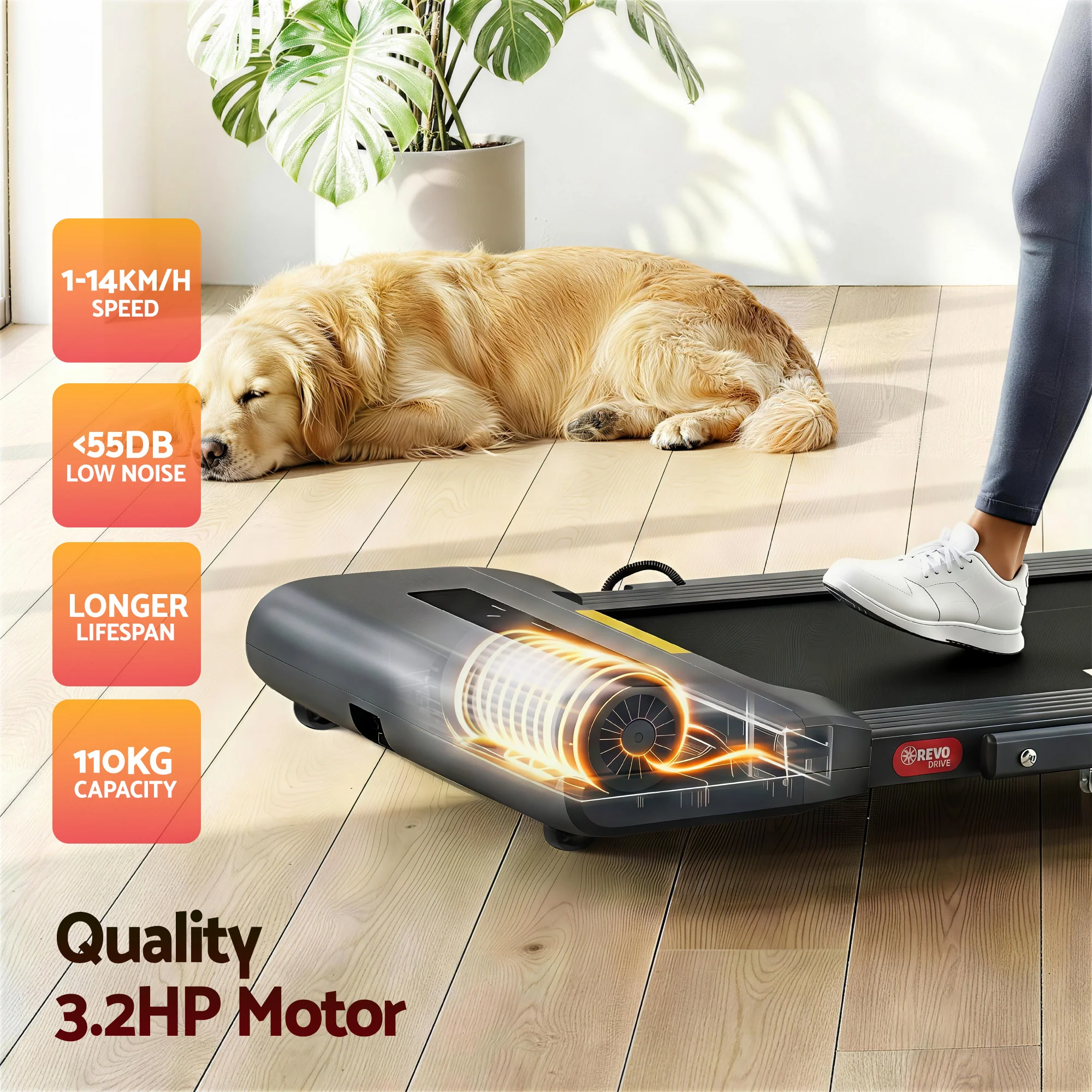 Everfit Treadmill Electric Walking Pad Under Desk Home Gym Fitness 400mm (Black) - Image 7