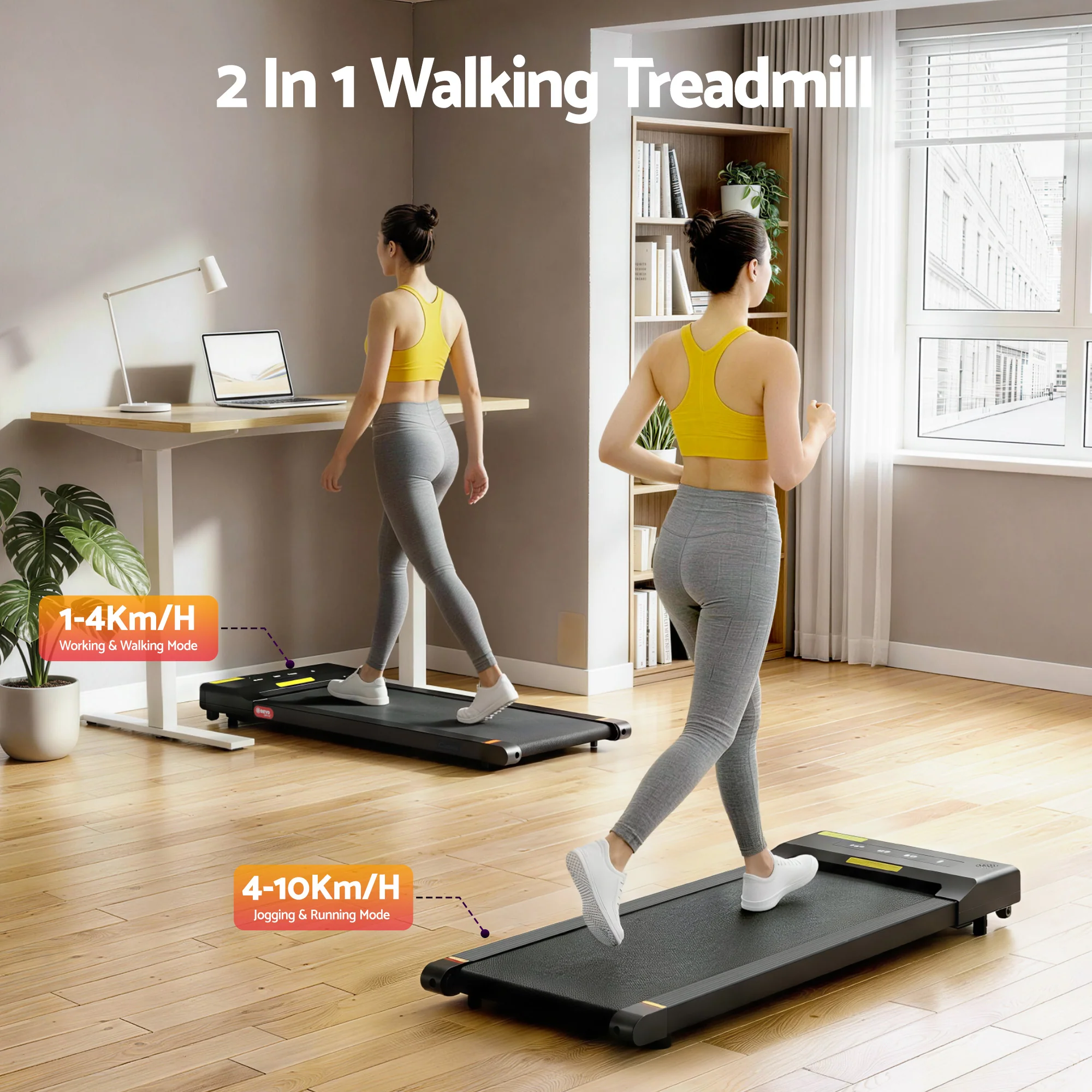 Everfit Treadmill Electric Walking Pad Under Desk Home Gym Fitness 400mm (Black) - Image 4