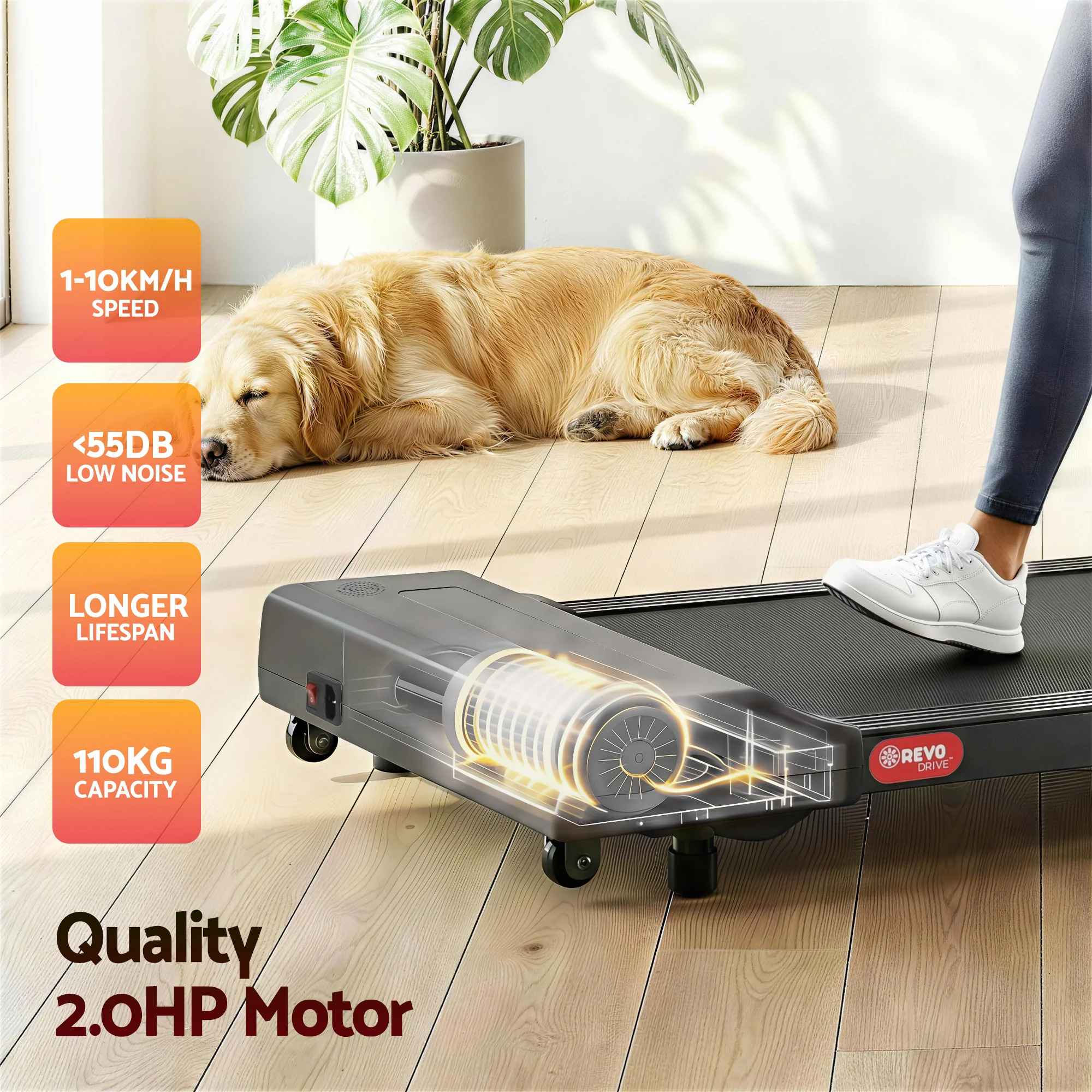 Everfit Treadmill Electric Walking Pad Under Desk Home Gym Fitness 400mm (Grey) - Image 7