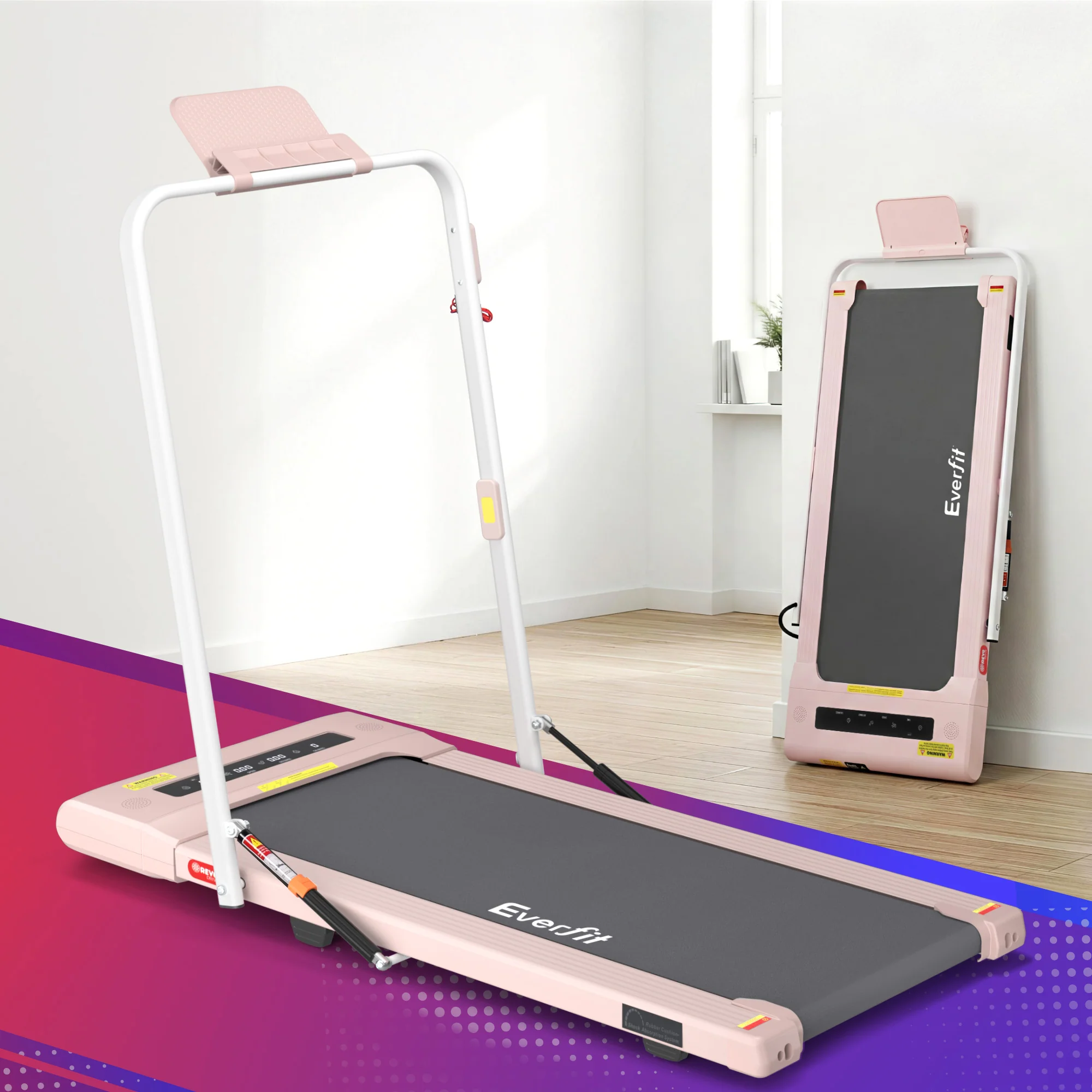 Everfit Treadmill Electric Walking Pad Under Desk Home Gym Fitness 400mm (Pink) - Image 2