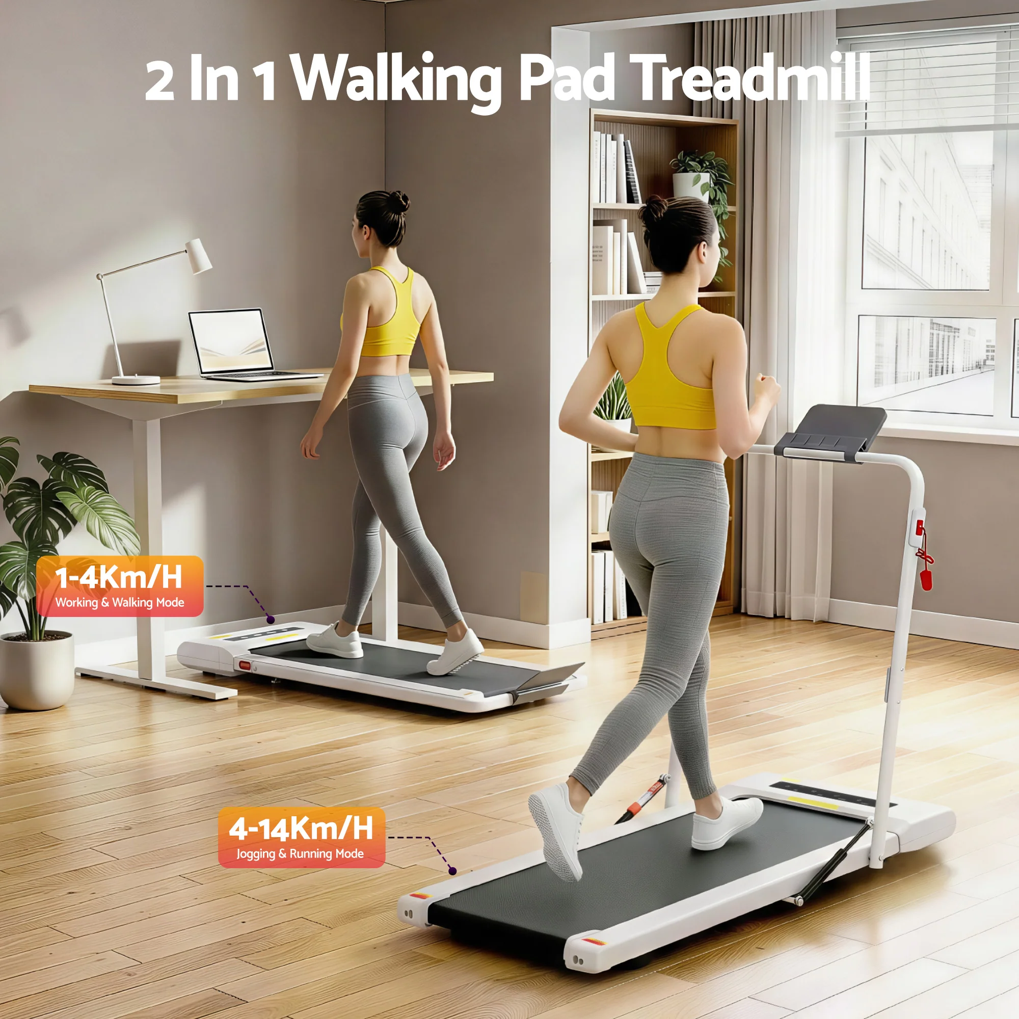 Everfit Treadmill Electric Walking Pad Under Desk Home Gym Fitness 400mm (White) - Image 4