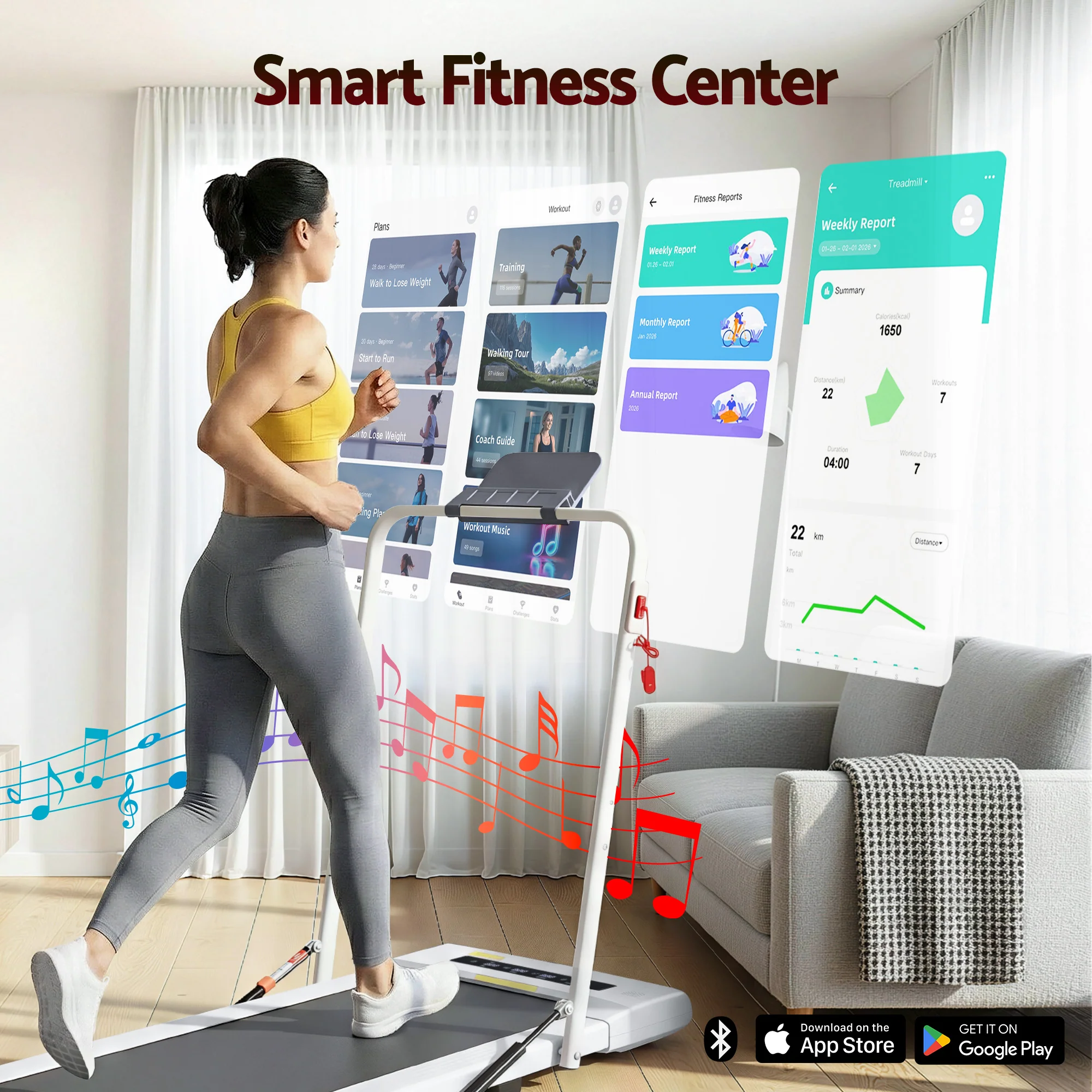Everfit Treadmill Electric Walking Pad Under Desk Home Gym Fitness 400mm (White) - Image 5