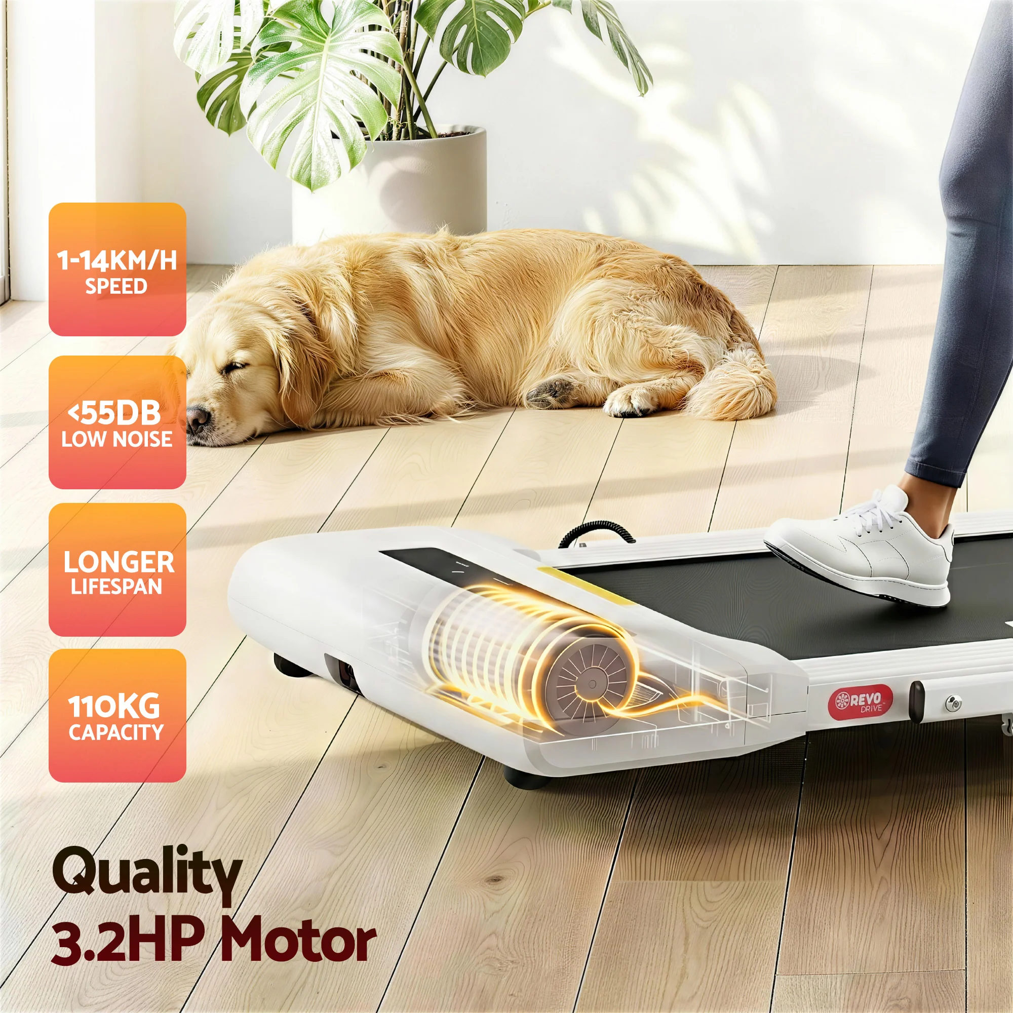 Everfit Treadmill Electric Walking Pad Under Desk Home Gym Fitness 400mm (White) - Image 7