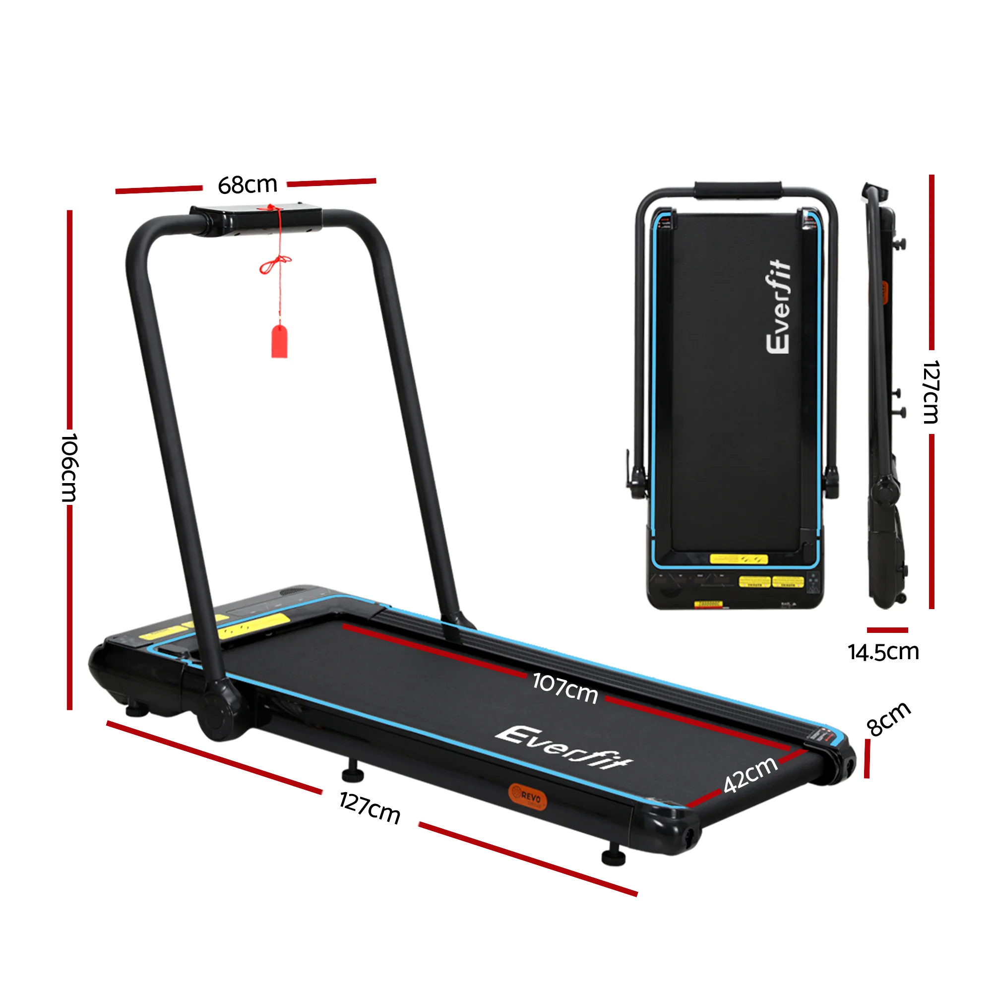 Everfit Treadmill Electric Walking Pad Under Desk Home Gym Fitness 420mm Remote - Image 3