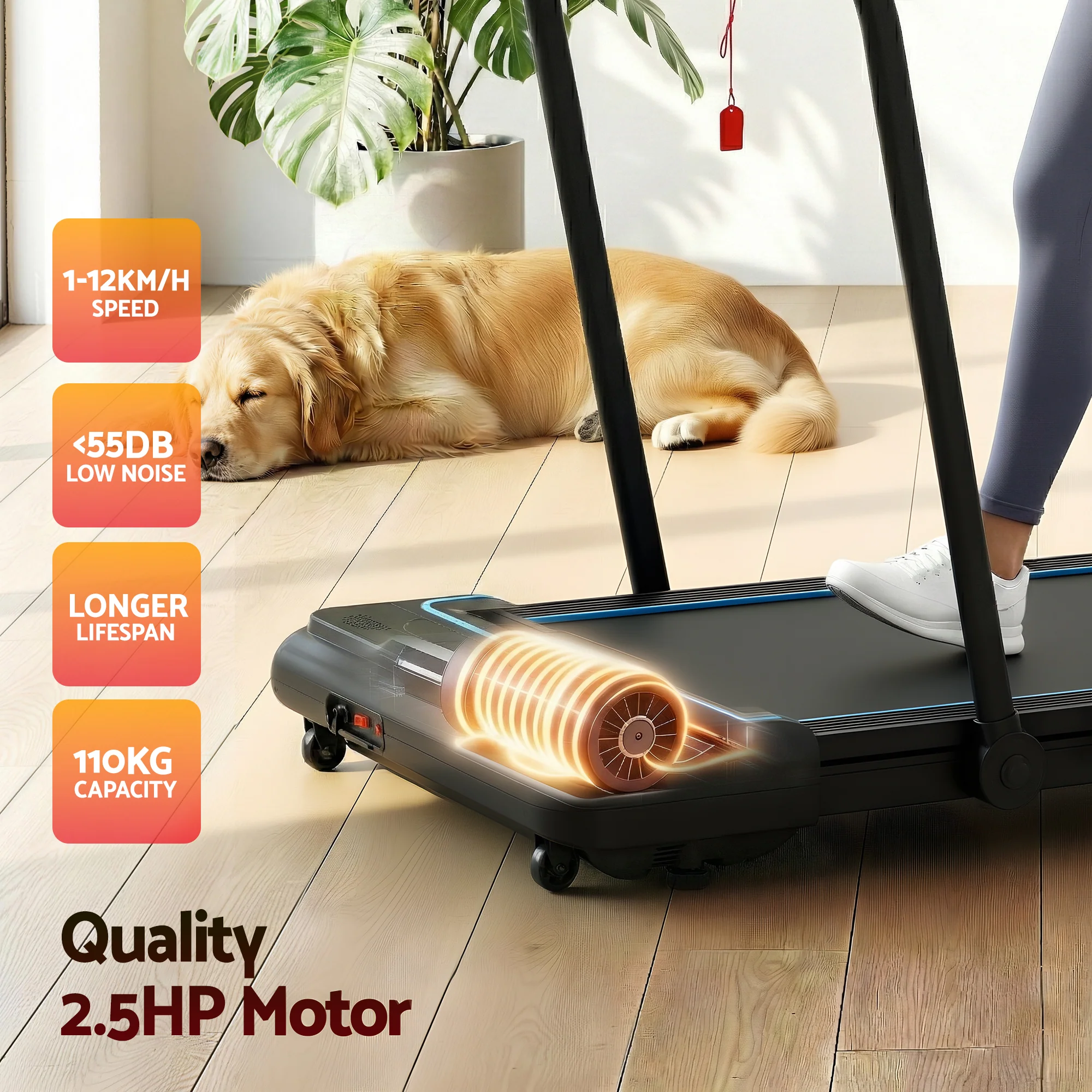 Everfit Treadmill Electric Walking Pad Under Desk Home Gym Fitness 420mm Remote - Image 9