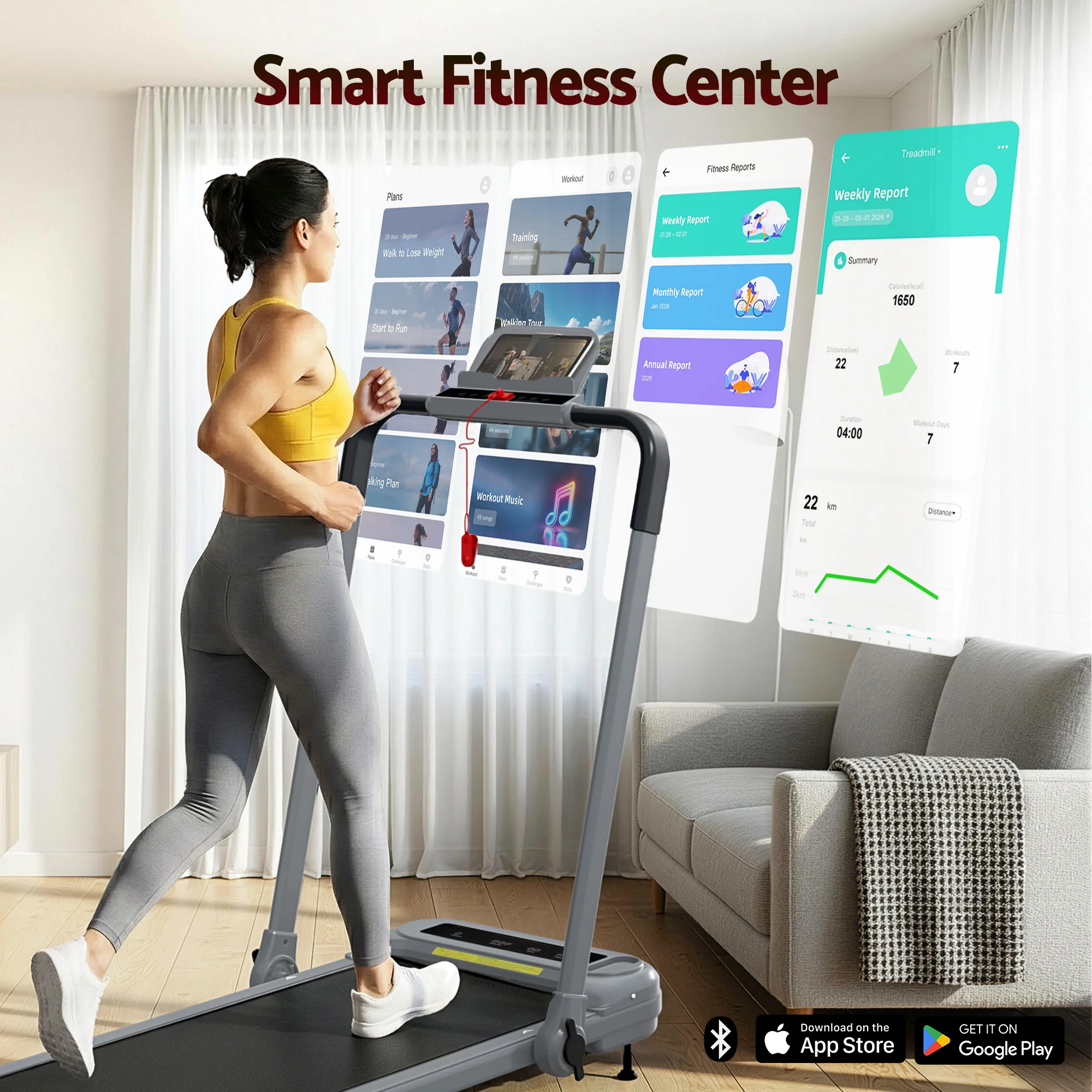 Everfit Treadmill Electric Walking Pad with Incline Foldable for Home Gym (Grey) - Image 4