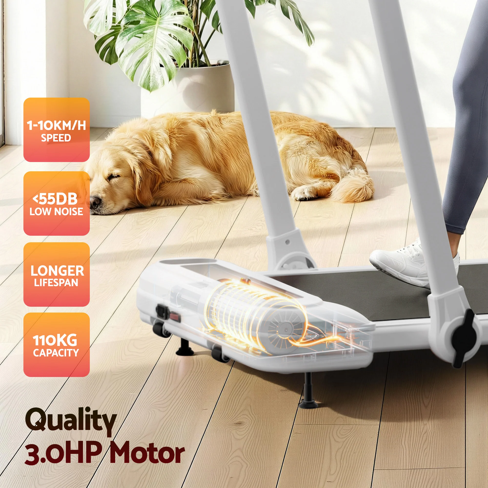 Everfit Treadmill Electric Walking Pad with Incline Foldable for Home Gym (White) - Image 8