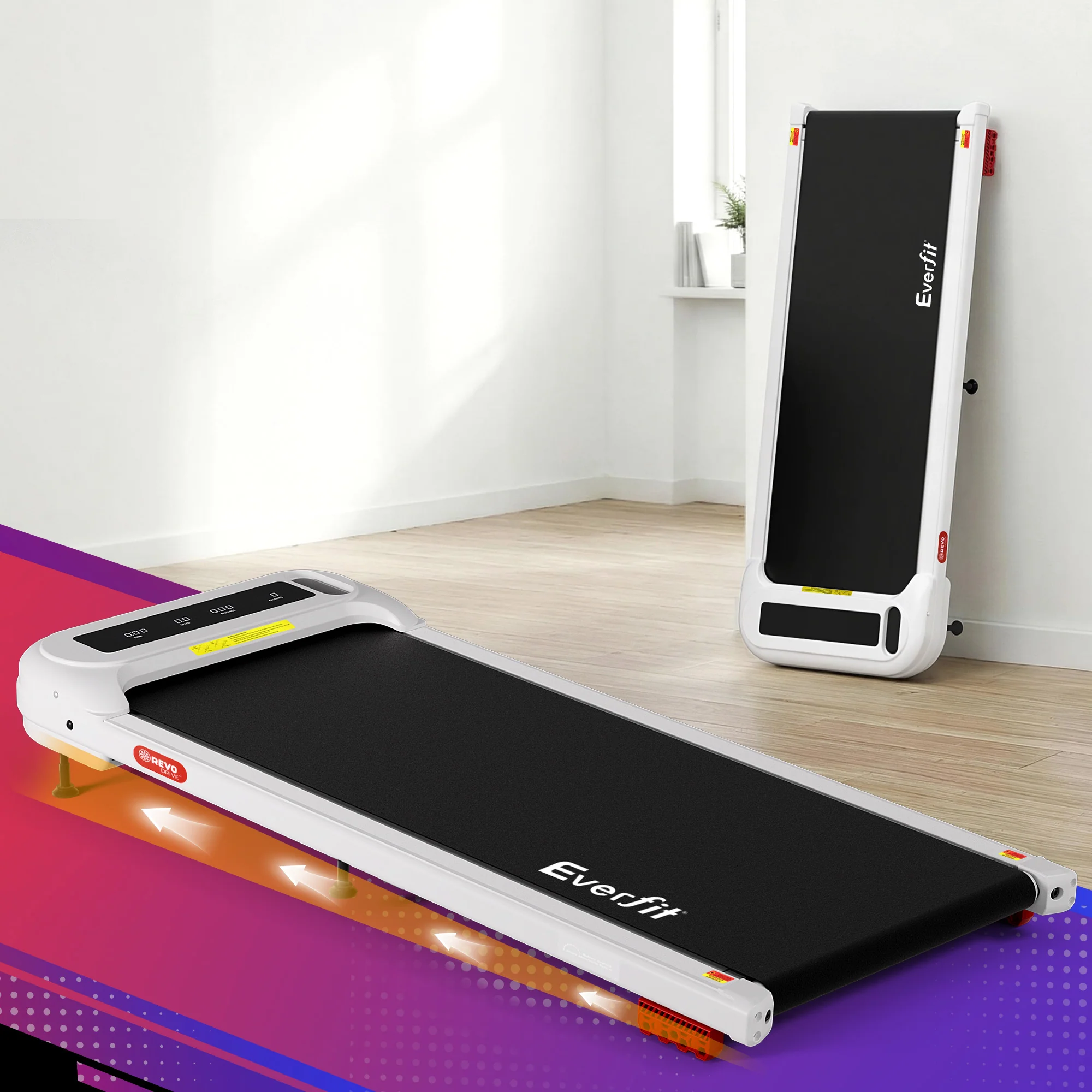 Everfit Treadmill Electric Walking Pad with Incline Under Desk Home Gym (White) - Image 2