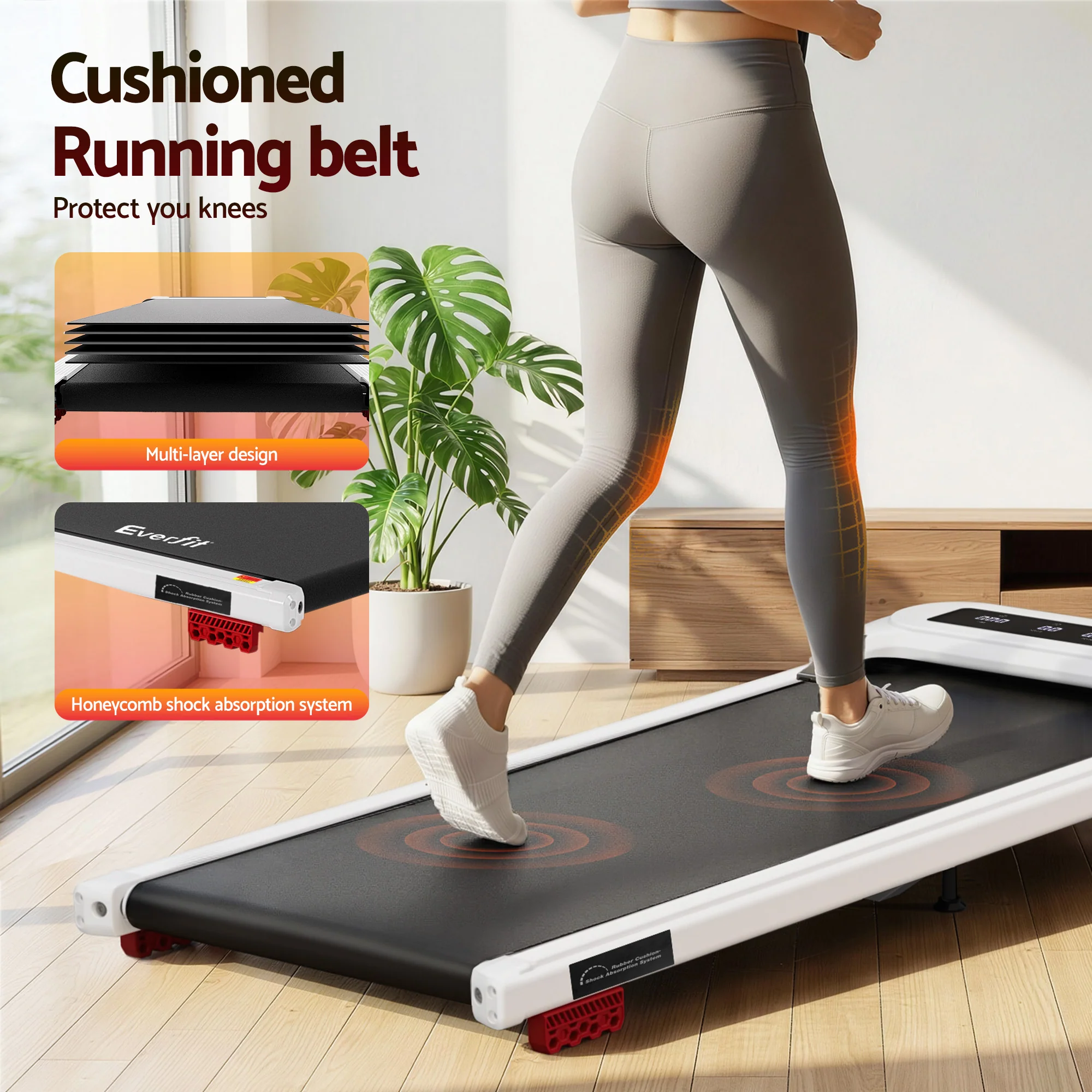 Everfit Treadmill Electric Walking Pad with Incline Under Desk Home Gym (White) - Image 9