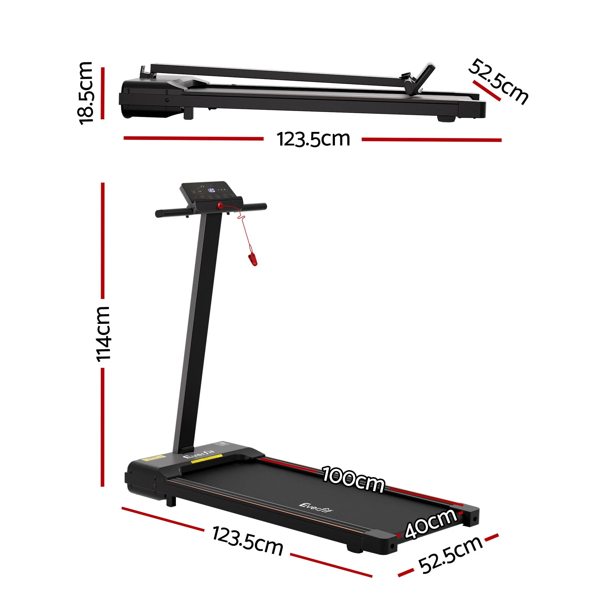 Everfit Walking Pad Treadmill 2 in 1 Foldable for Home Gym 40cm Wide Belt 12 Programs with App - Image 3