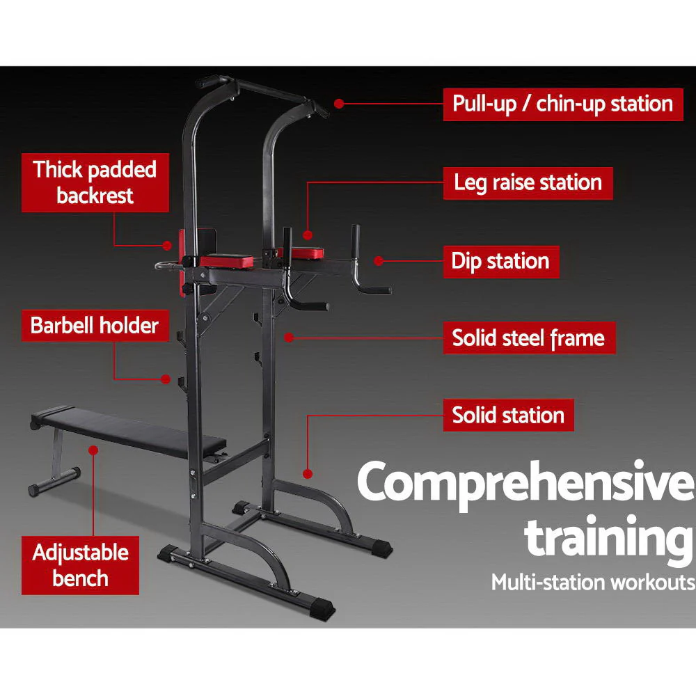 Everfit Weight Bench Chin Up Bar Bench Press Home Gym 380kg Capacity - Image 4