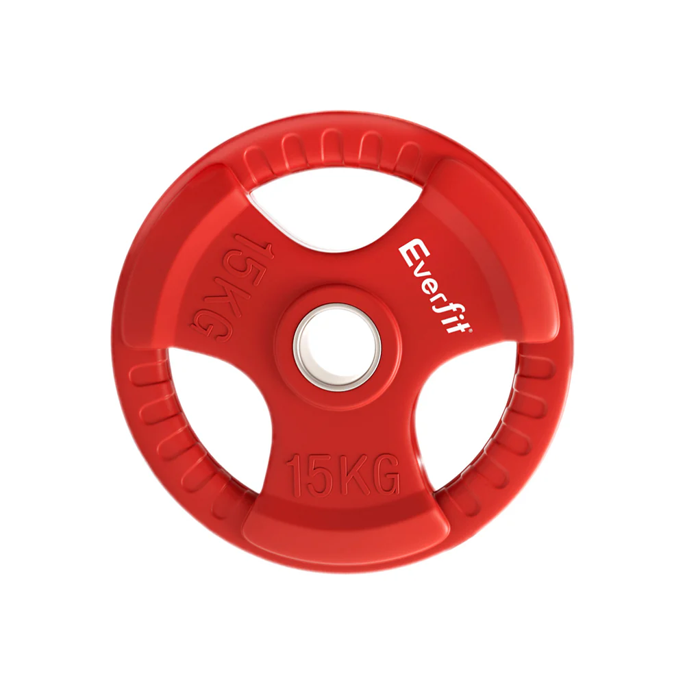 Everfit Weight Plates Olympic 15kg Dumbbell Barbell Plate Weight Lifting Home Gym (Red) - Image 4