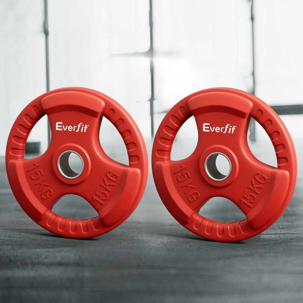 Everfit Weight Plates Olympic 15kgx2 Dumbbell Barbell Plate Weight Lifting Home Gym (Red) - Image 2