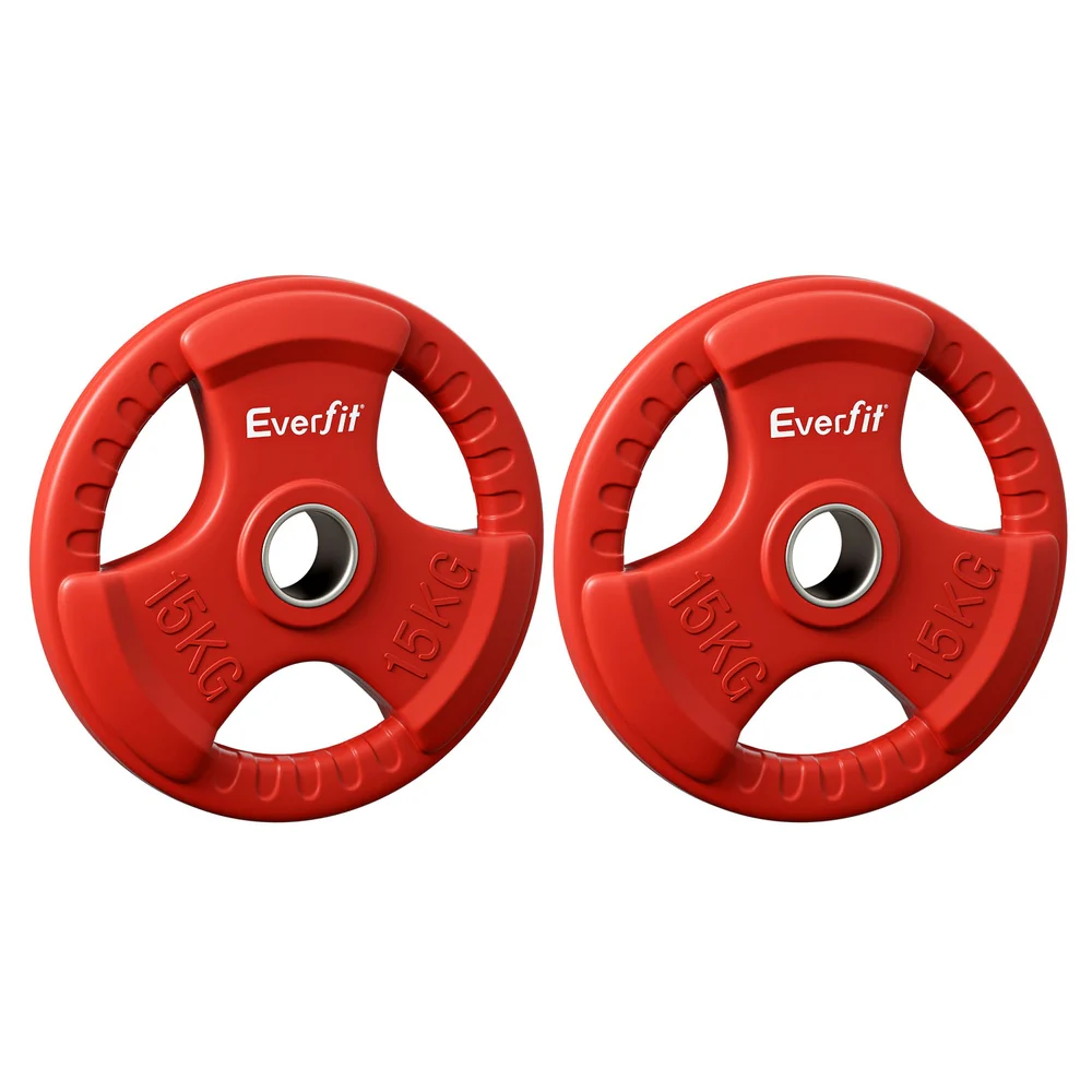 Everfit Weight Plates Olympic 15kgx2 Dumbbell Barbell Plate Weight Lifting Home Gym (Red) - Image 4