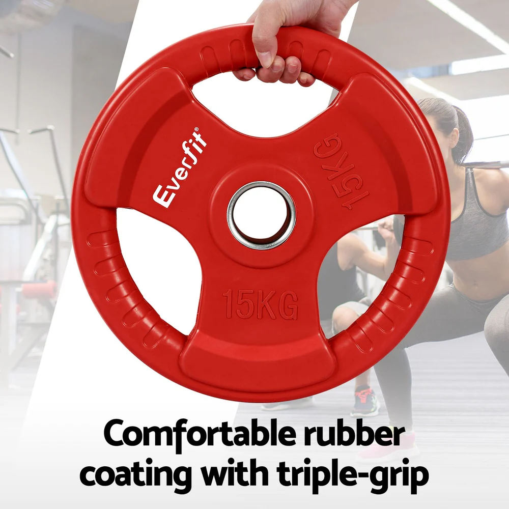 Everfit Weight Plates Olympic 15kgx2 Dumbbell Barbell Plate Weight Lifting Home Gym (Red) - Image 5