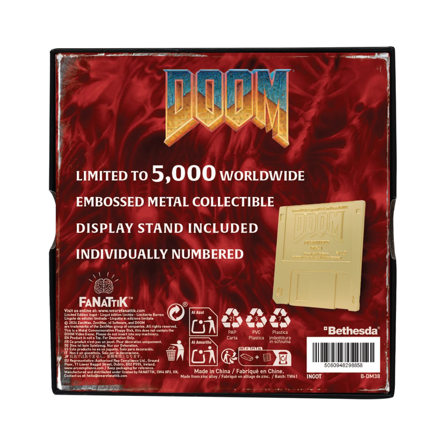 Fanattik Limited Edition DOOM - Floppy Disk Imitation Gold Plated Replica - Image 7
