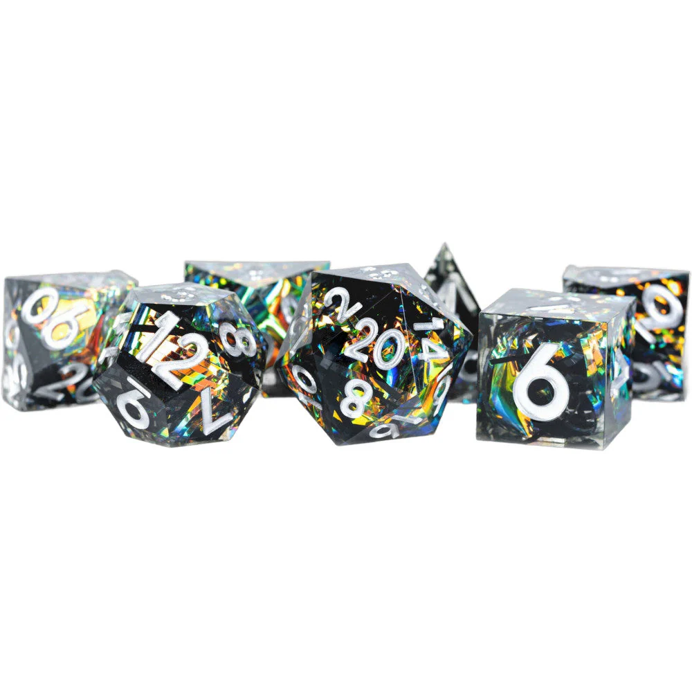Fanroll By Metallic Dice Games MDG Handcrafted Sharp Edge Resin Dice Set - Simmering Coal