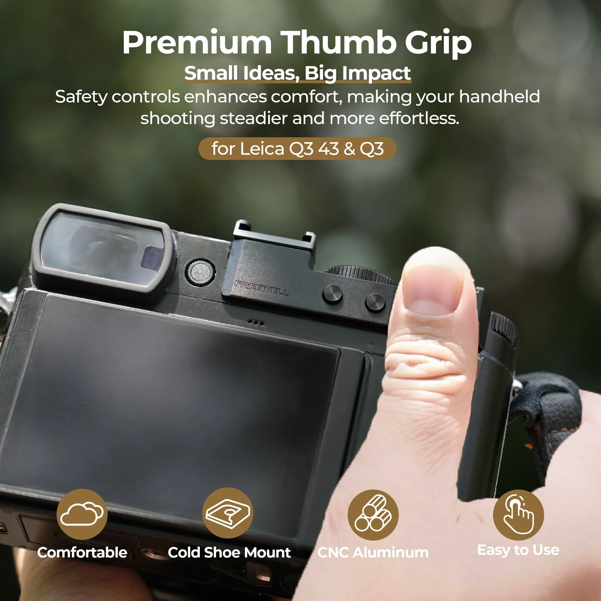 Freewell Thumb Grip with Cold Shoe Mount for Leica Q3 & Leica Q3 43 - Image 3