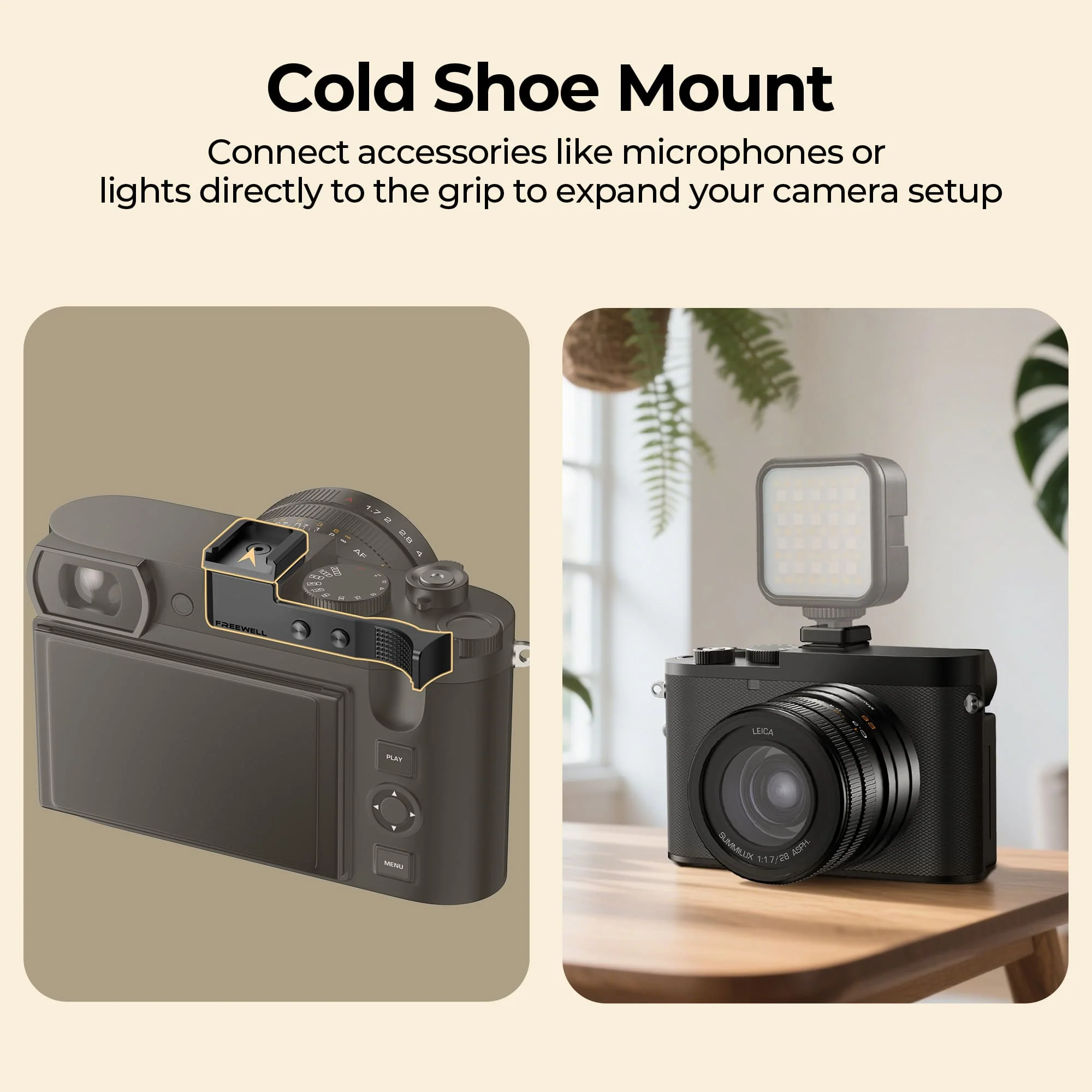 Freewell Thumb Grip with Cold Shoe Mount for Leica Q3 & Leica Q3 43 - Image 5