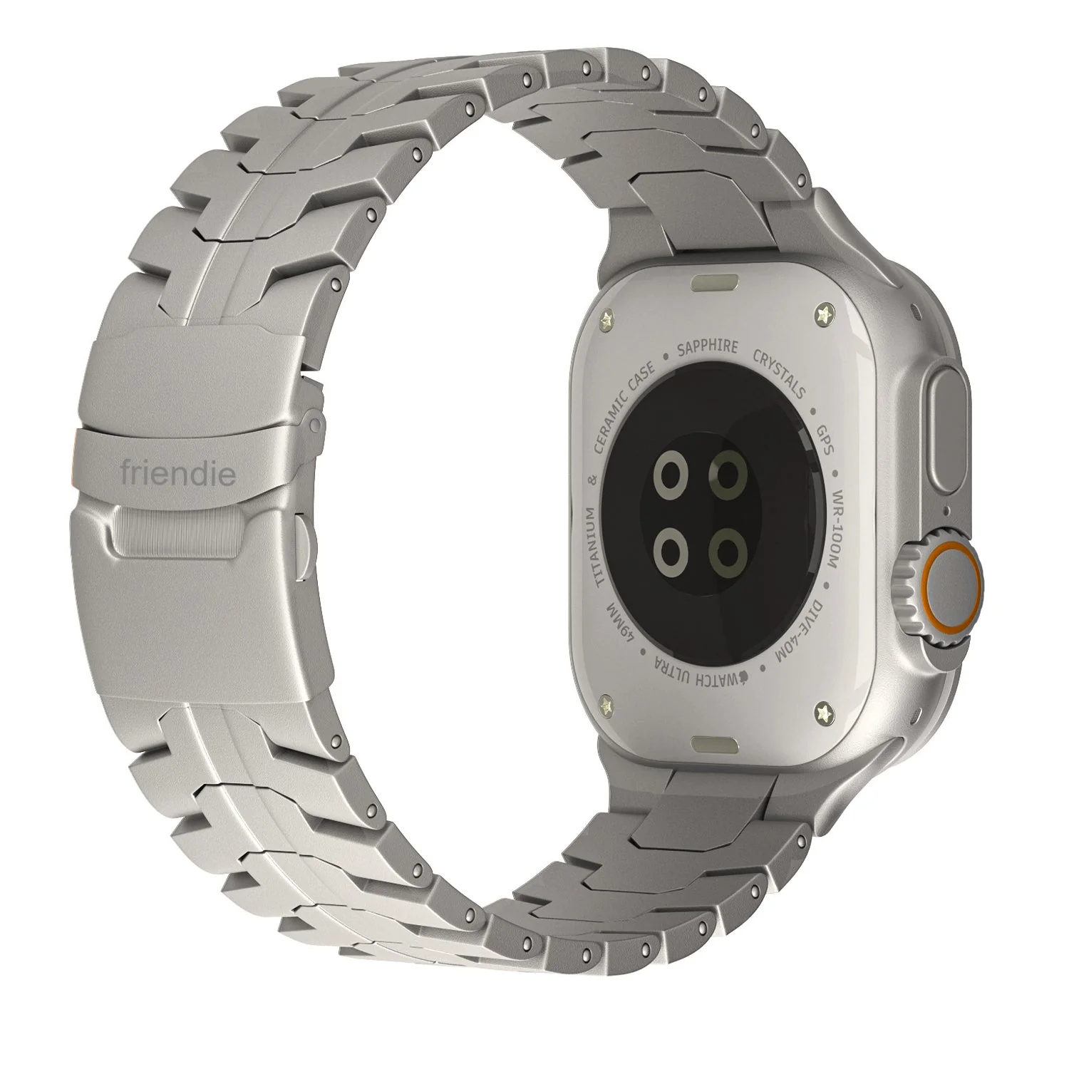 Friendie Stainless Steel Link Bracelet Band (Ultra) – Darwin Ultra Titanium (Apple Watch Ultra, Large)