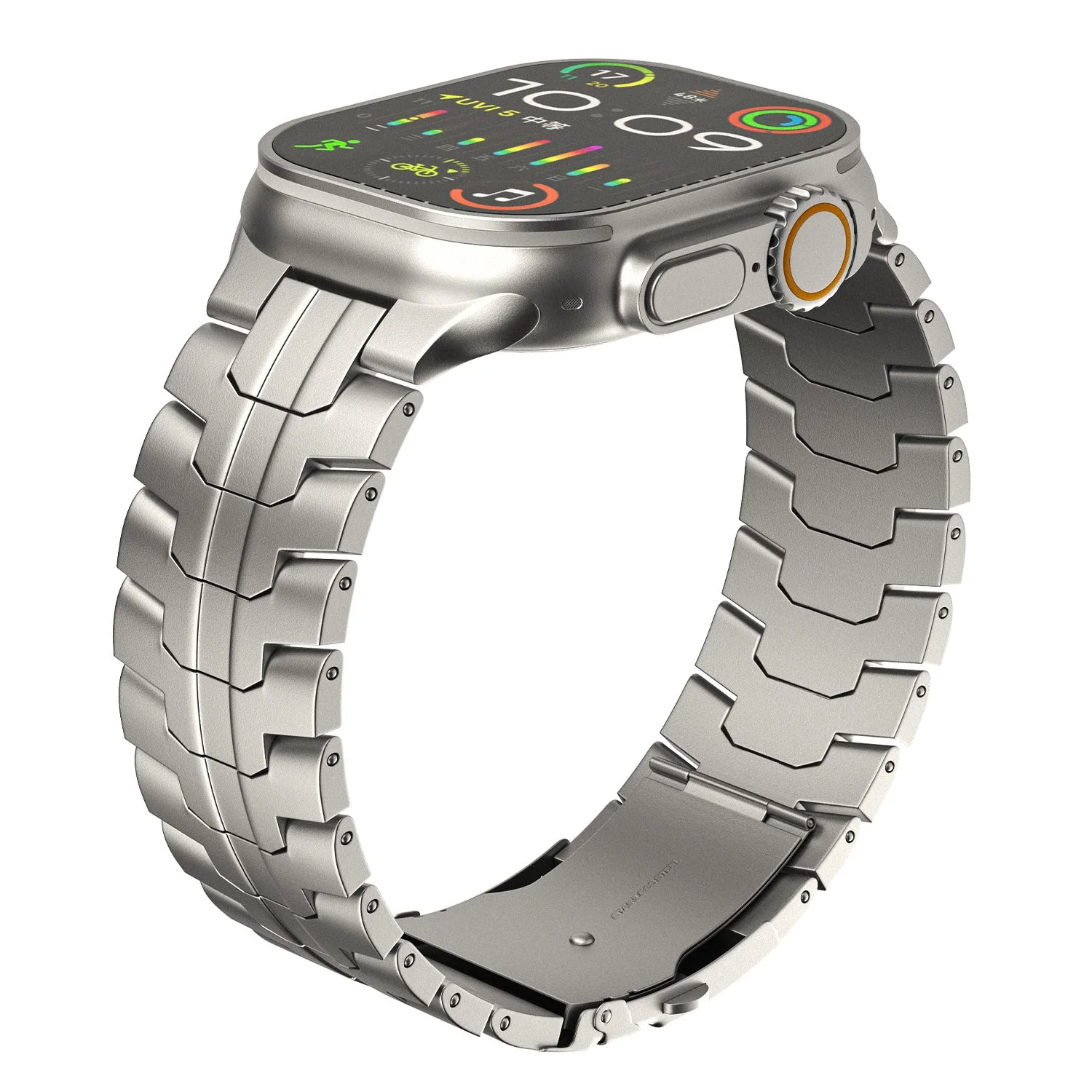 Friendie Stainless Steel Link Bracelet Band (Ultra) – Darwin Ultra Titanium (Apple Watch Ultra, Large) - Image 2