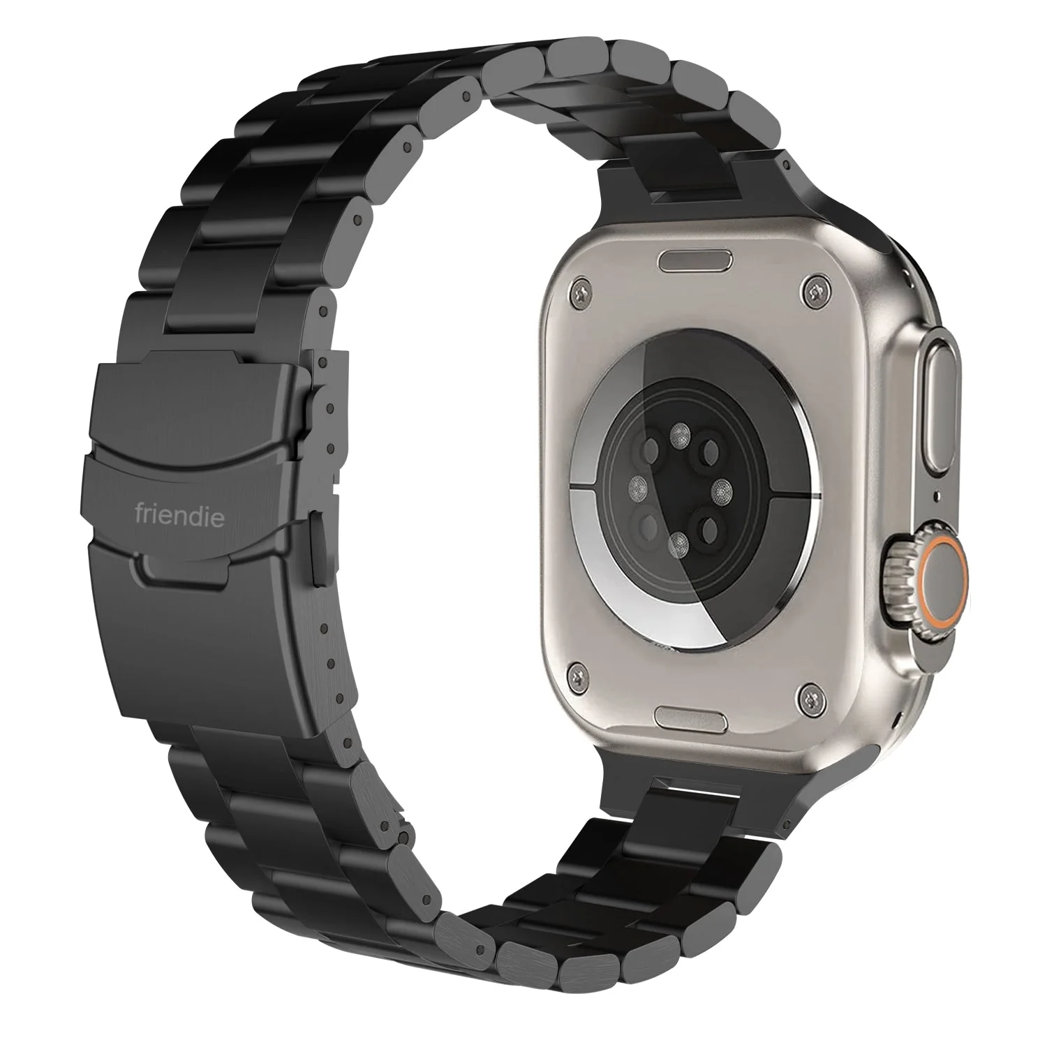 Friendie Stainless Steel Link Bracelet Band (Ultra) – Sydney Ultra Black (Apple Watch Ultra, Large)