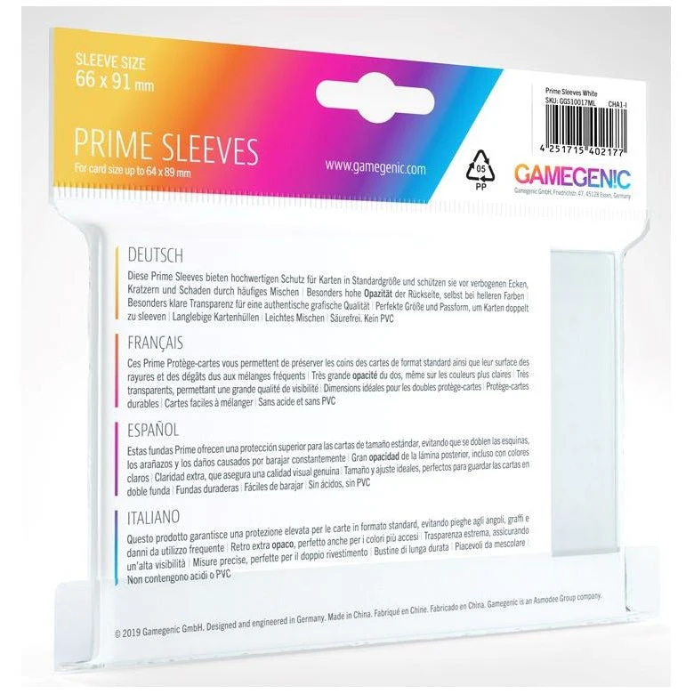 Gamegenic Prime Card Sleeves 66mmx91mm 100 Sleeves Per Pack (White) - Image 2