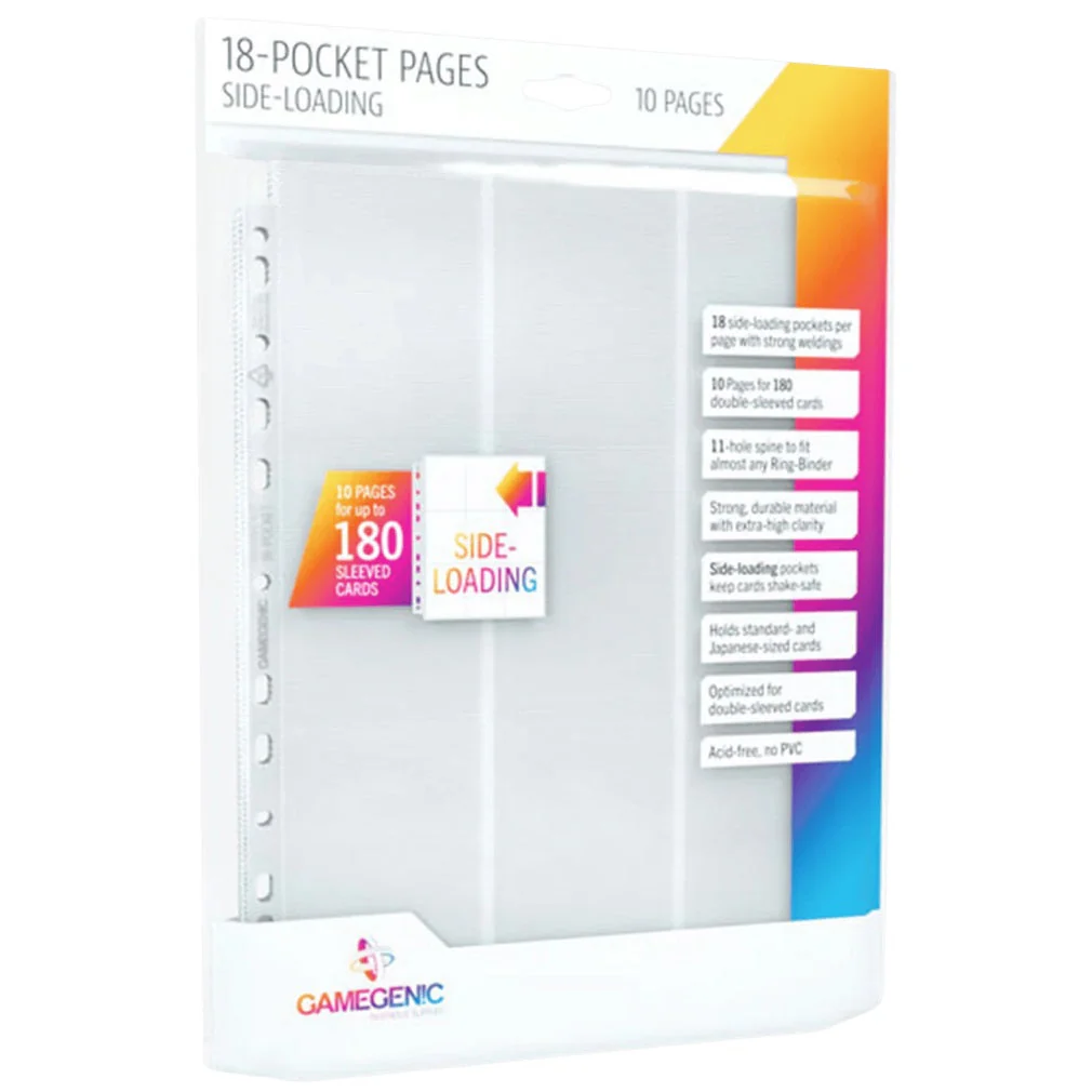 Gamegenic Sideloading 18 Pocket Pages 10-Pieces Pack (White)