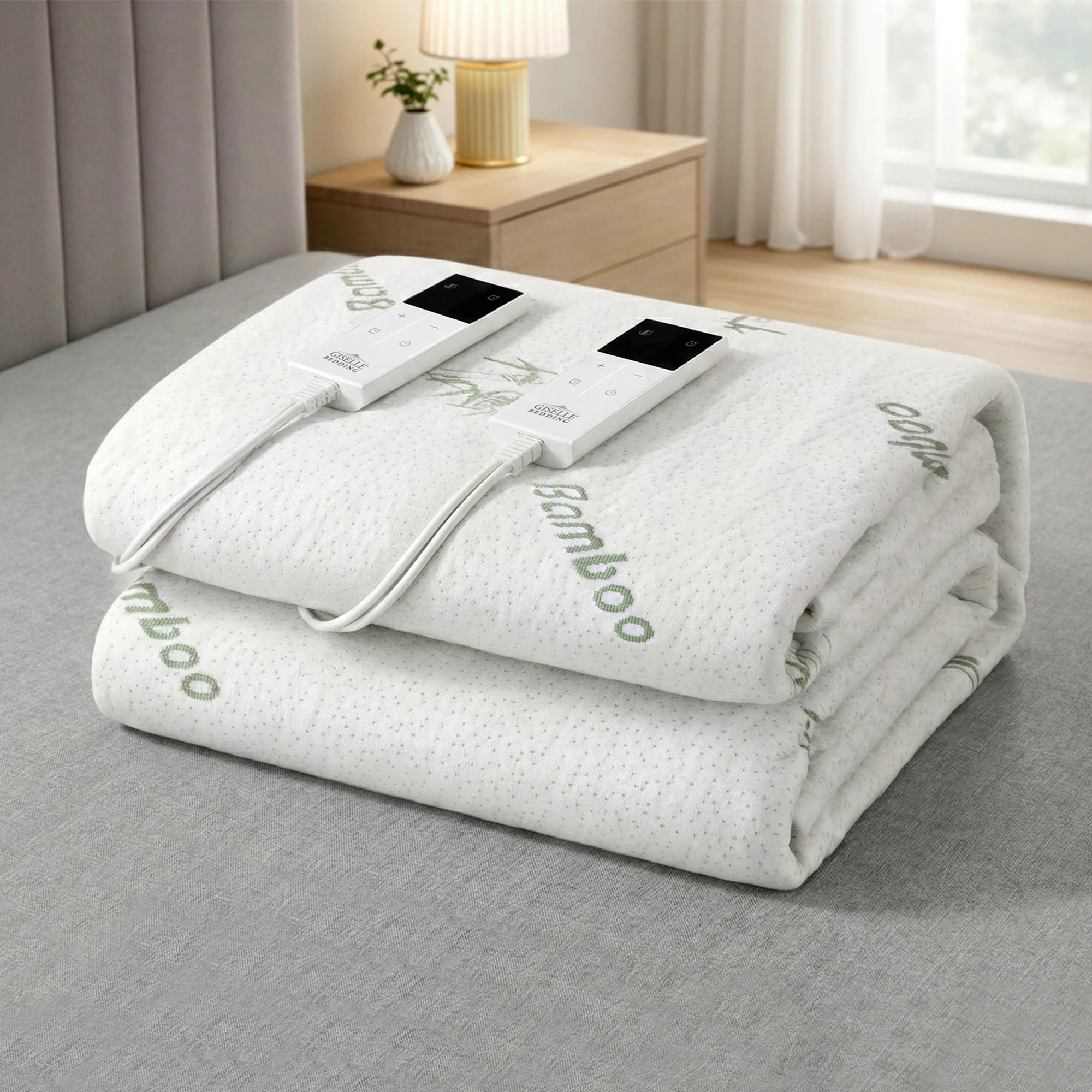 Giselle Electric Blanket Bamboo Fabric King Fitted Heated Pad Underlay Washable Winter - Image 2