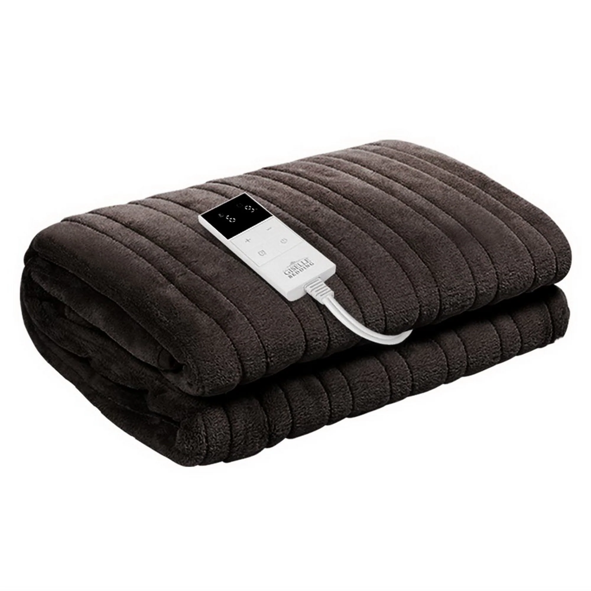 Giselle Electric Throw Rug Heated Blanket Fleece (Brown)