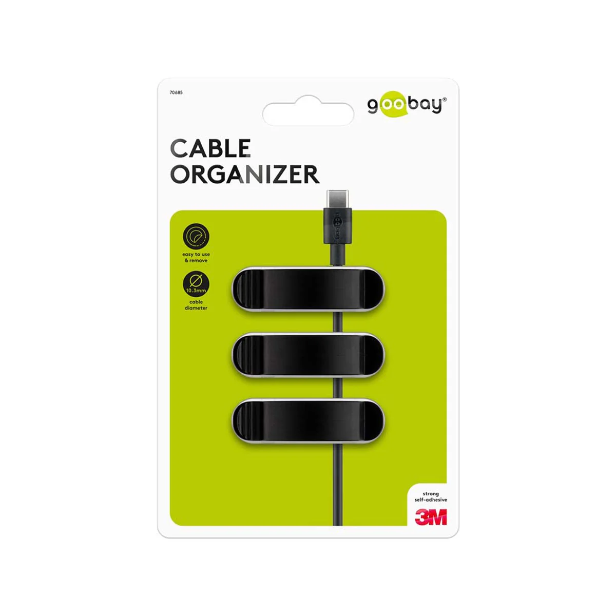 Goobay 3-Pieces 3-Slot Cable Management Clip Holder (Black) - Image 8