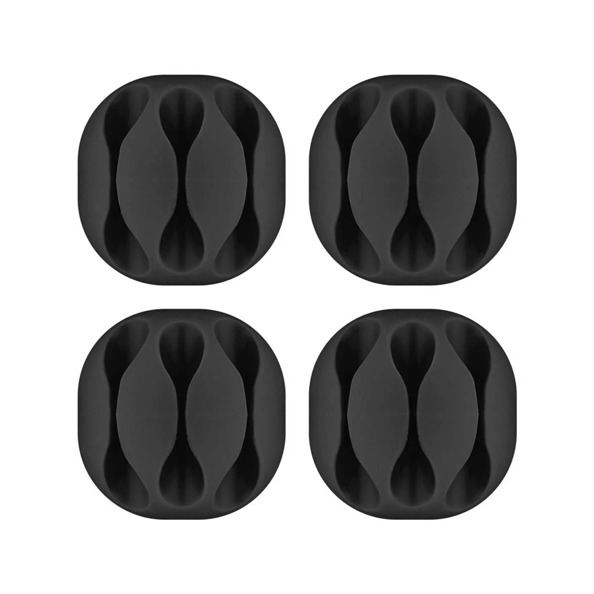 Goobay 4-Pieces 3-Slot Cable Management Organiser (Black)