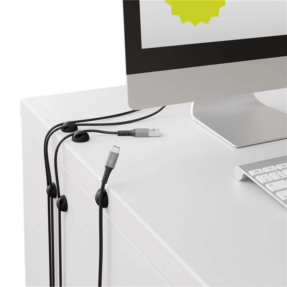 Goobay 6-Pieces 2-Slots Mini Cable Management Organiser (Black) - Image 7