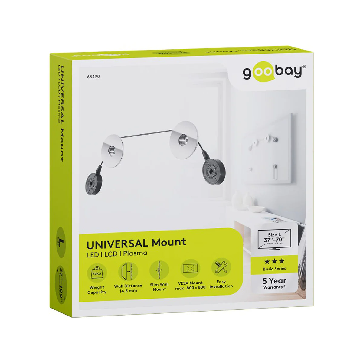 Goobay EasyMount Universal Wall Mount for 94-178cm TVs - Image 4