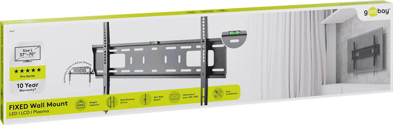 Goobay Fixed TV Wall Mount VESA 600x400mm (37"-70") - Image 10