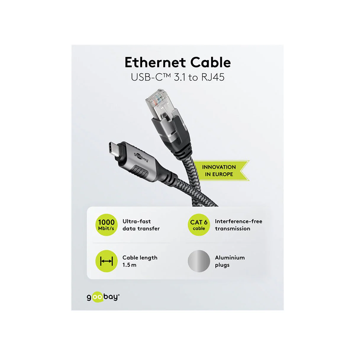 Goobay USB-C to RJ45 Ethernet Cable - 7.5m (Black) - Image 6