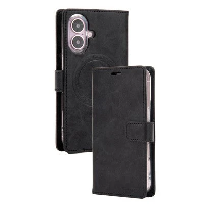 Goospery Bluemoon Diary for iPhone 16 - Black, With Magsafe