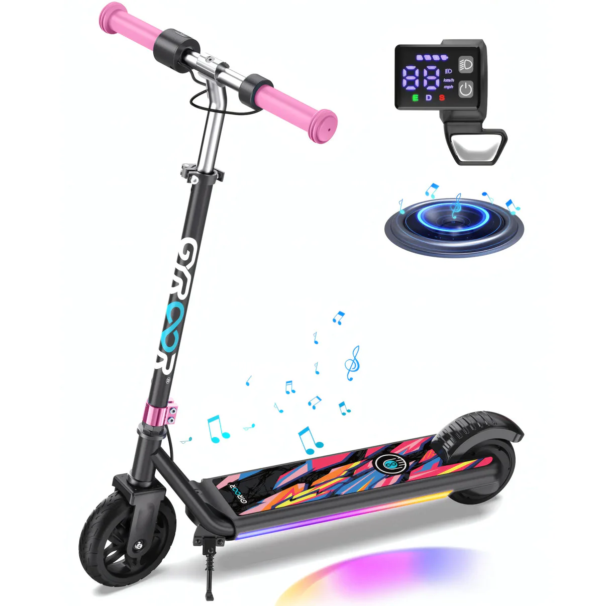 GYROOR H30 Max Kids Electric Scooter With Bluetooth Beats (Pink)