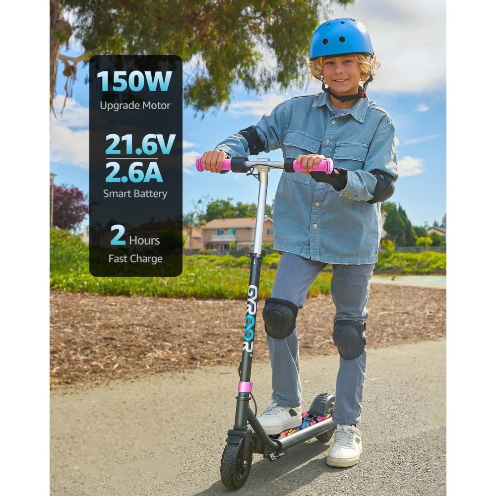 GYROOR H30 Max Kids Electric Scooter With Bluetooth Beats (Pink) - Image 4