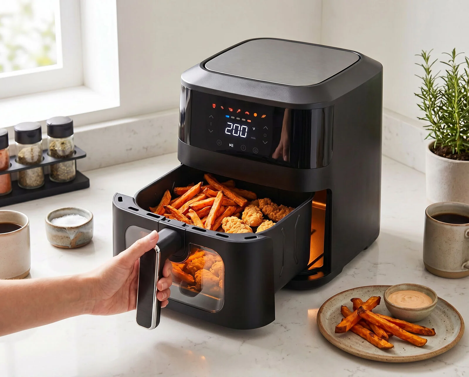 Healthy Choice 1400W 5L Non-Stick Digital Air Fryer with Clear Viewing Window - Image 5