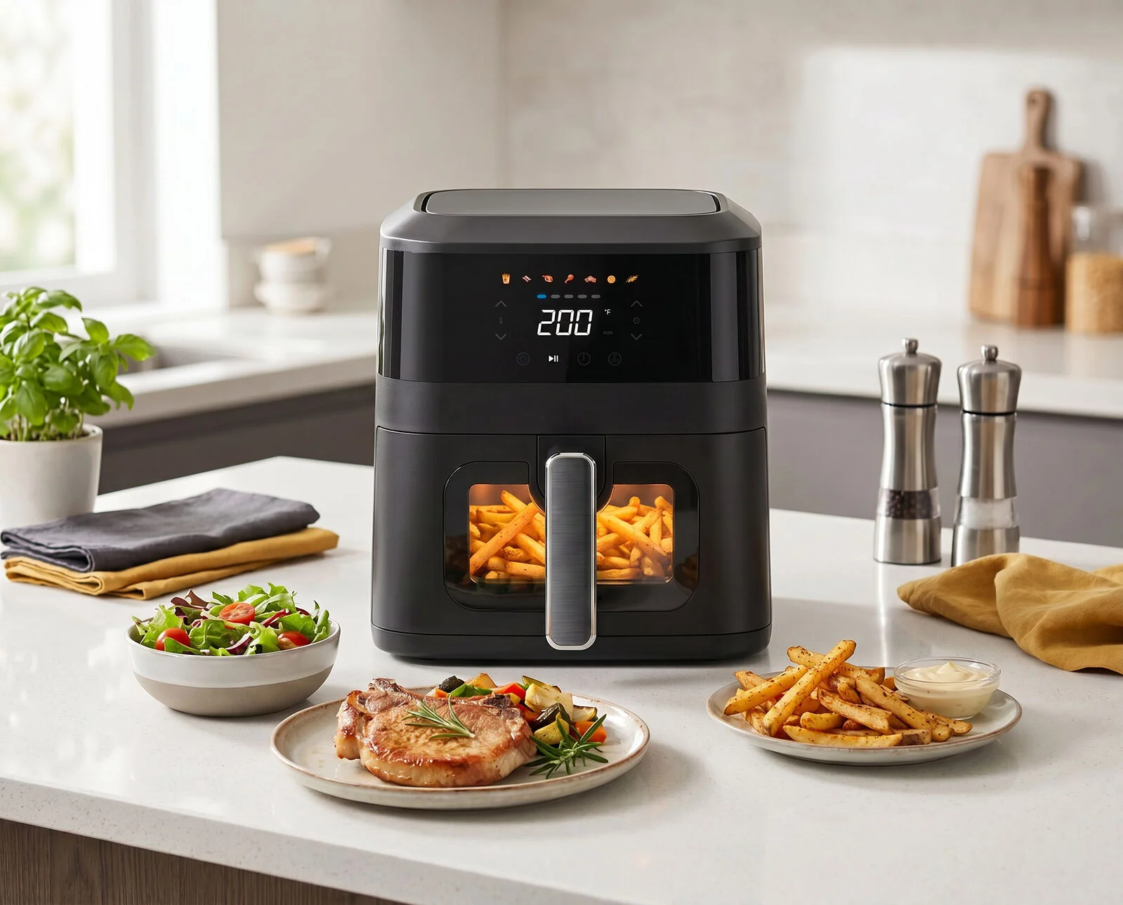 Healthy Choice 1400W 5L Non-Stick Digital Air Fryer with Clear Viewing Window - Image 6