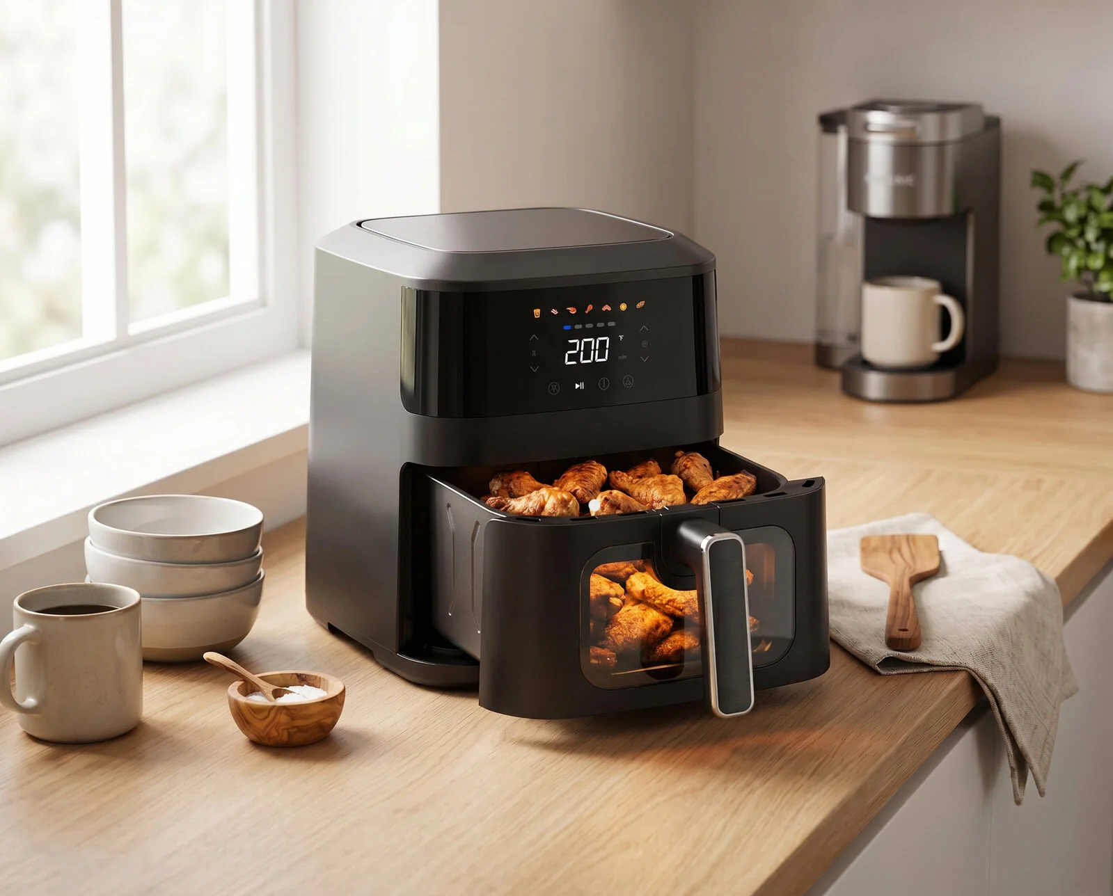 Healthy Choice 1400W 5L Non-Stick Digital Air Fryer with Clear Viewing Window - Image 7