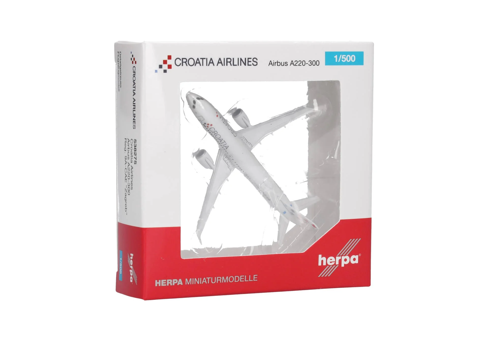 Herpa 1/500 Croatia Airlines Airbus A220-300 9A-CAE "Zagreb" - Image 2