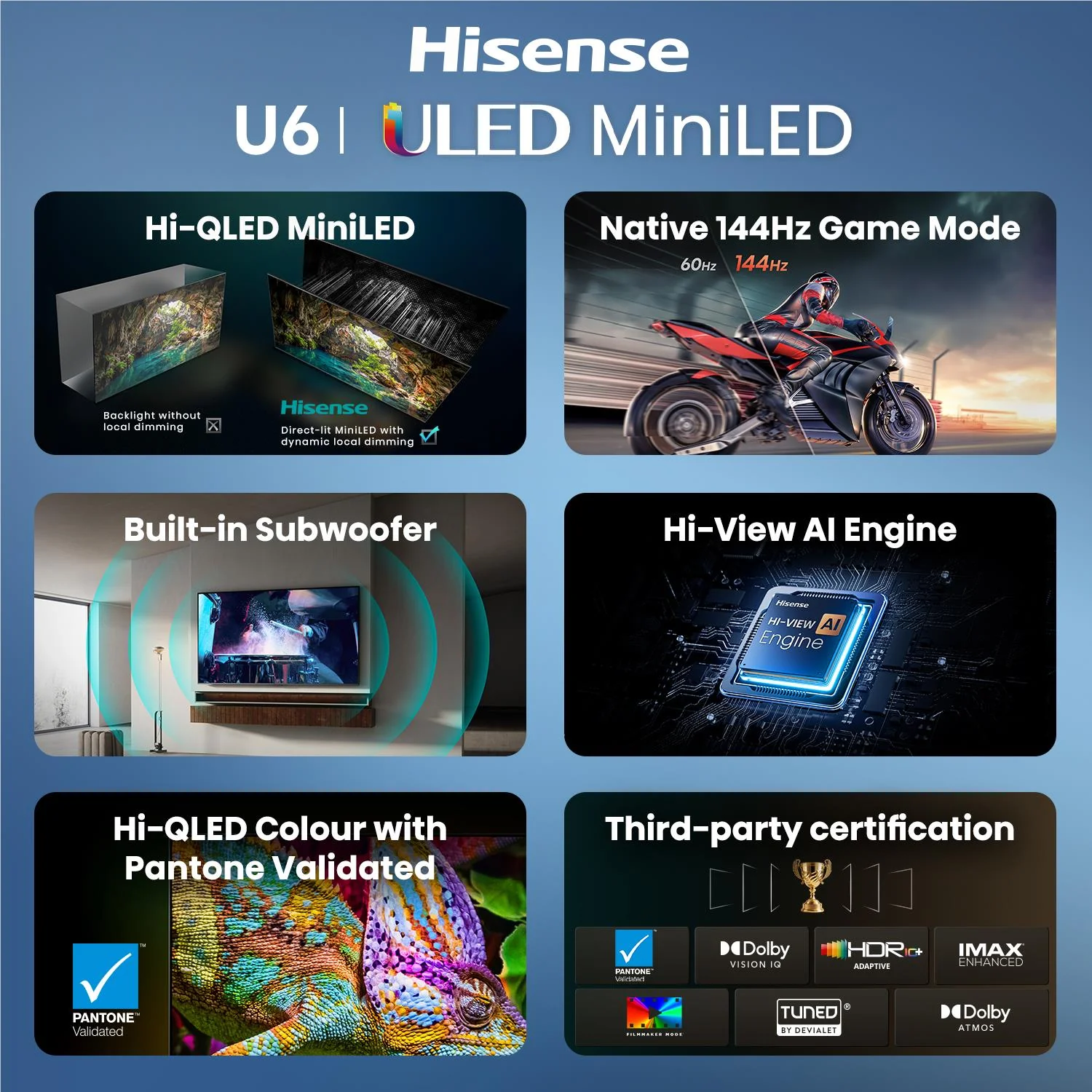 Hisense 75" U6SAU Mini-LED Hi-QLED 4K Smart AI TV [2026] - Image 12