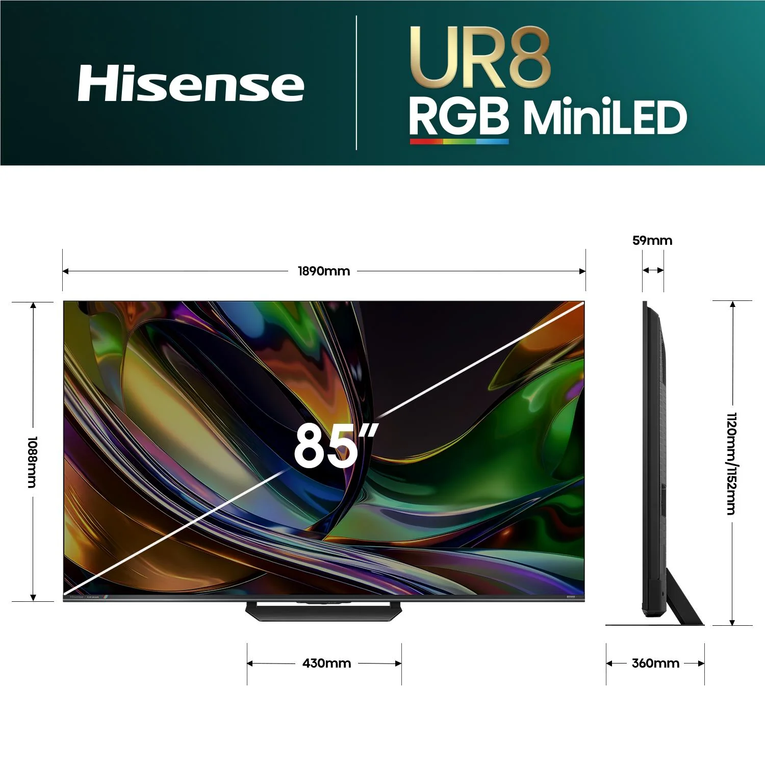 Hisense 85" UR8SAU ULED 4K UHD RGB Mini-LED Smart TV [2026] - Image 5